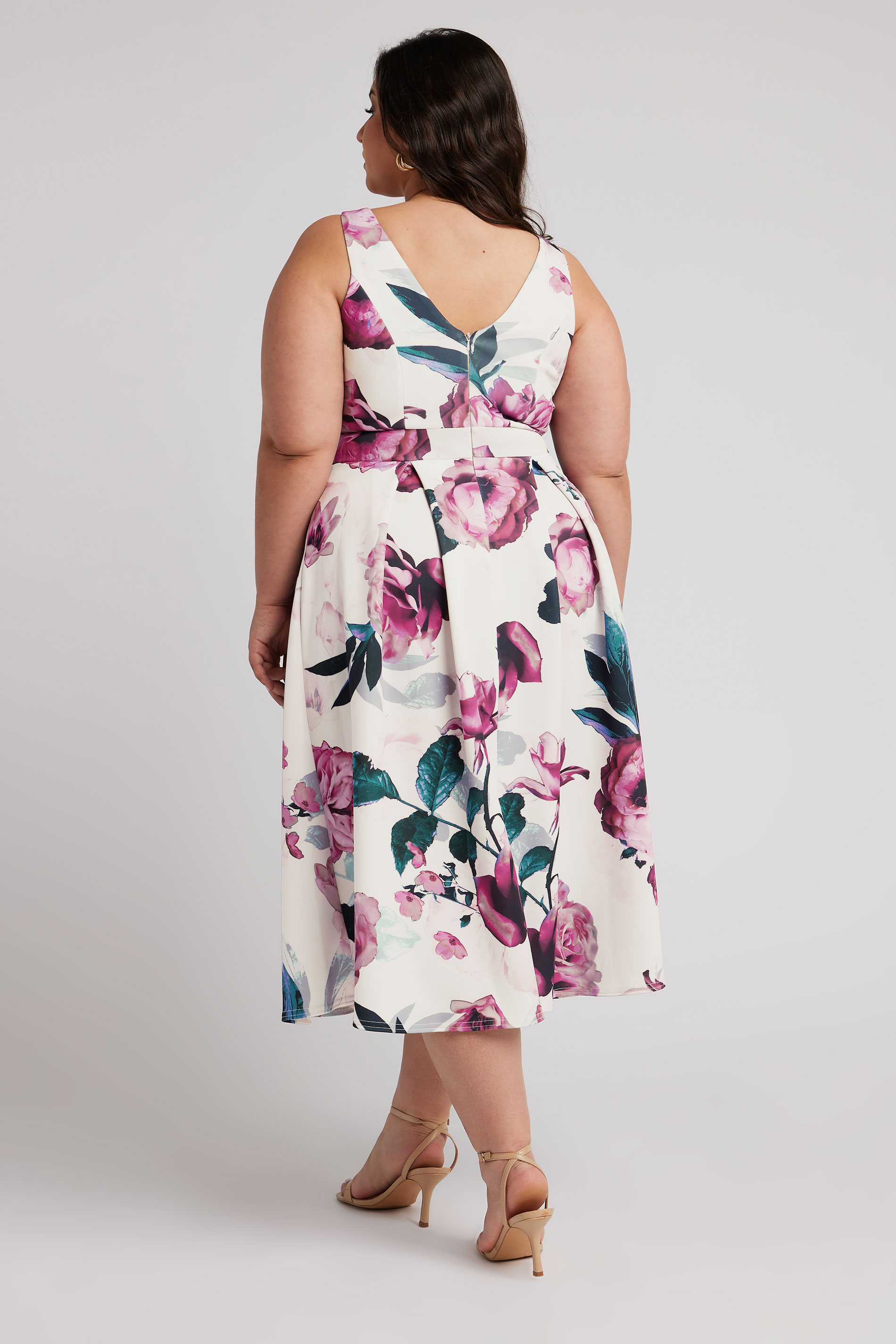 YOURS LONDON Plus Size Pink Floral Pleat Dress | Yours Clothing 3