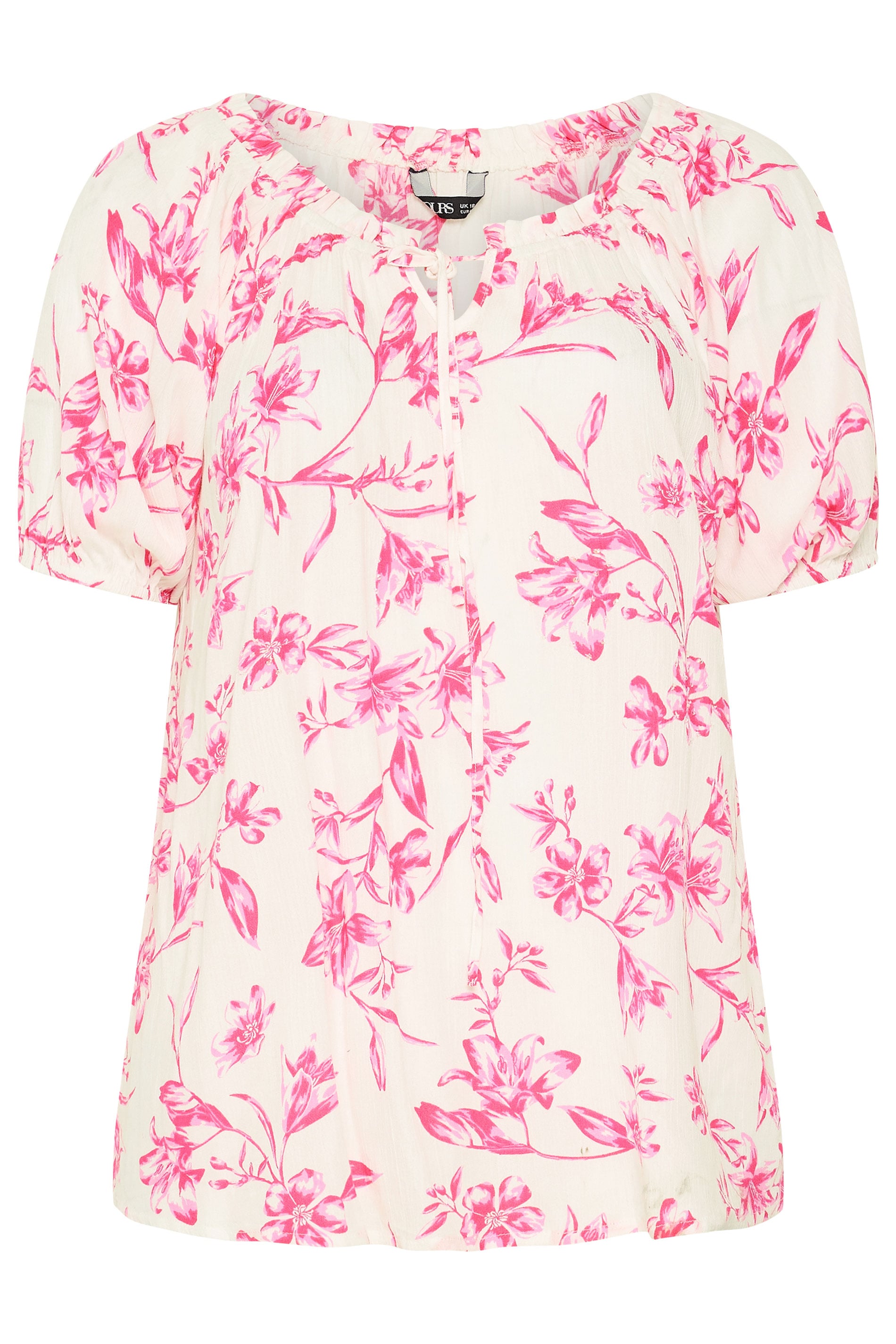 YOURS Plus Size Pink Floral Bardot Top | Yours Clothing 5