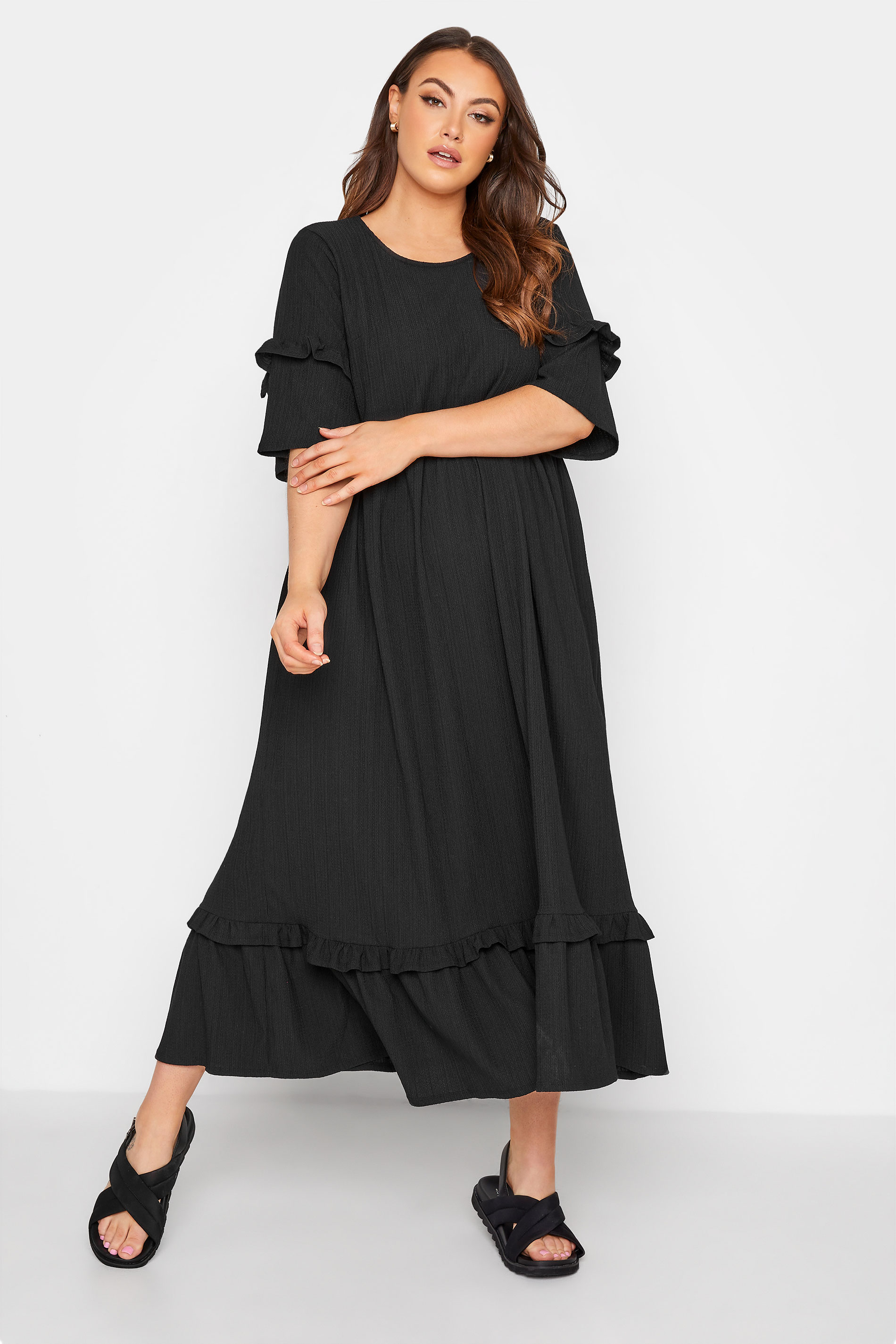 LIMITED COLLECTION Curve Black Smock Maxi Dress_A.jpg