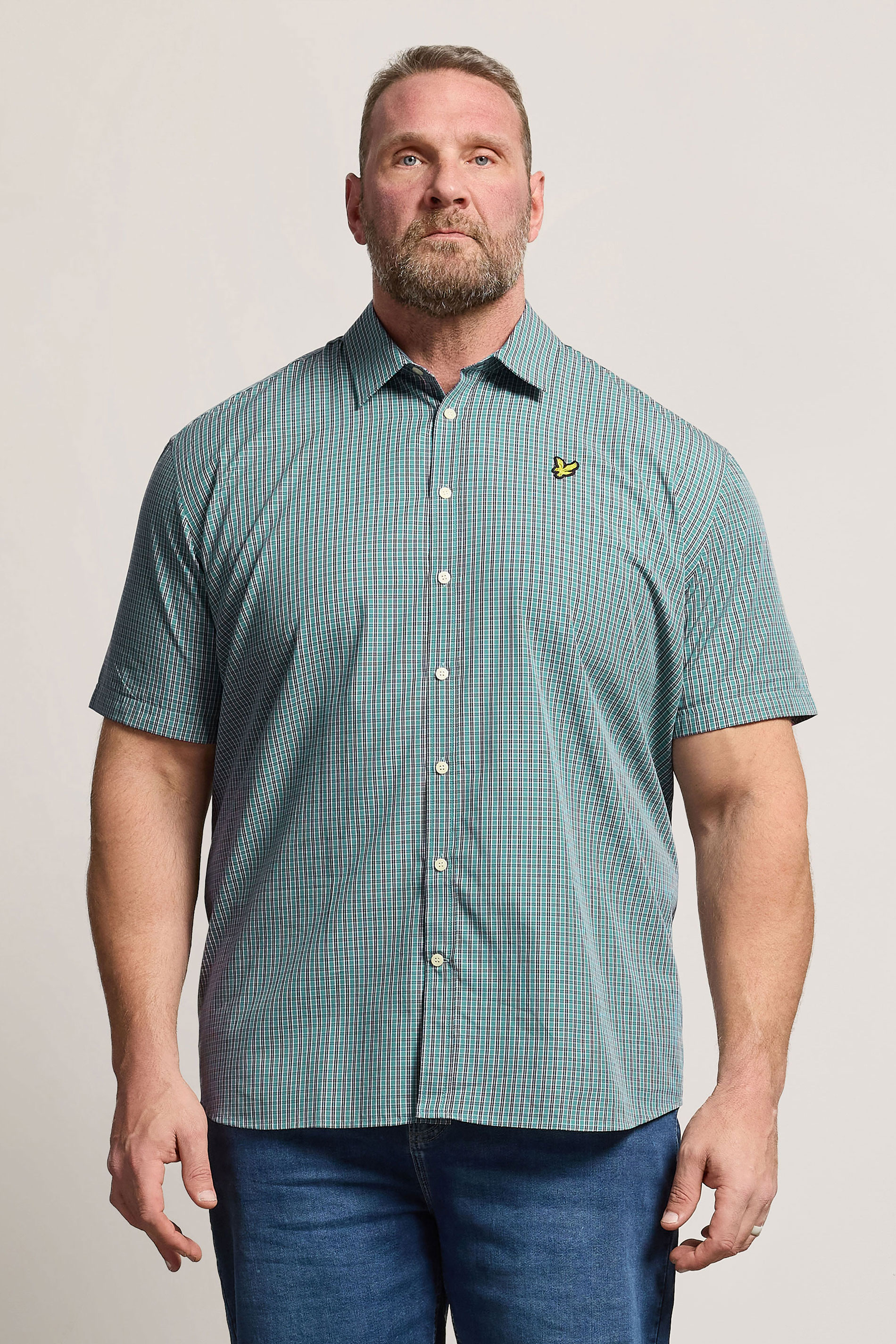 LYLE & SCOTT Big & Tall Blue Fine Check Shirt | BadRhino 3