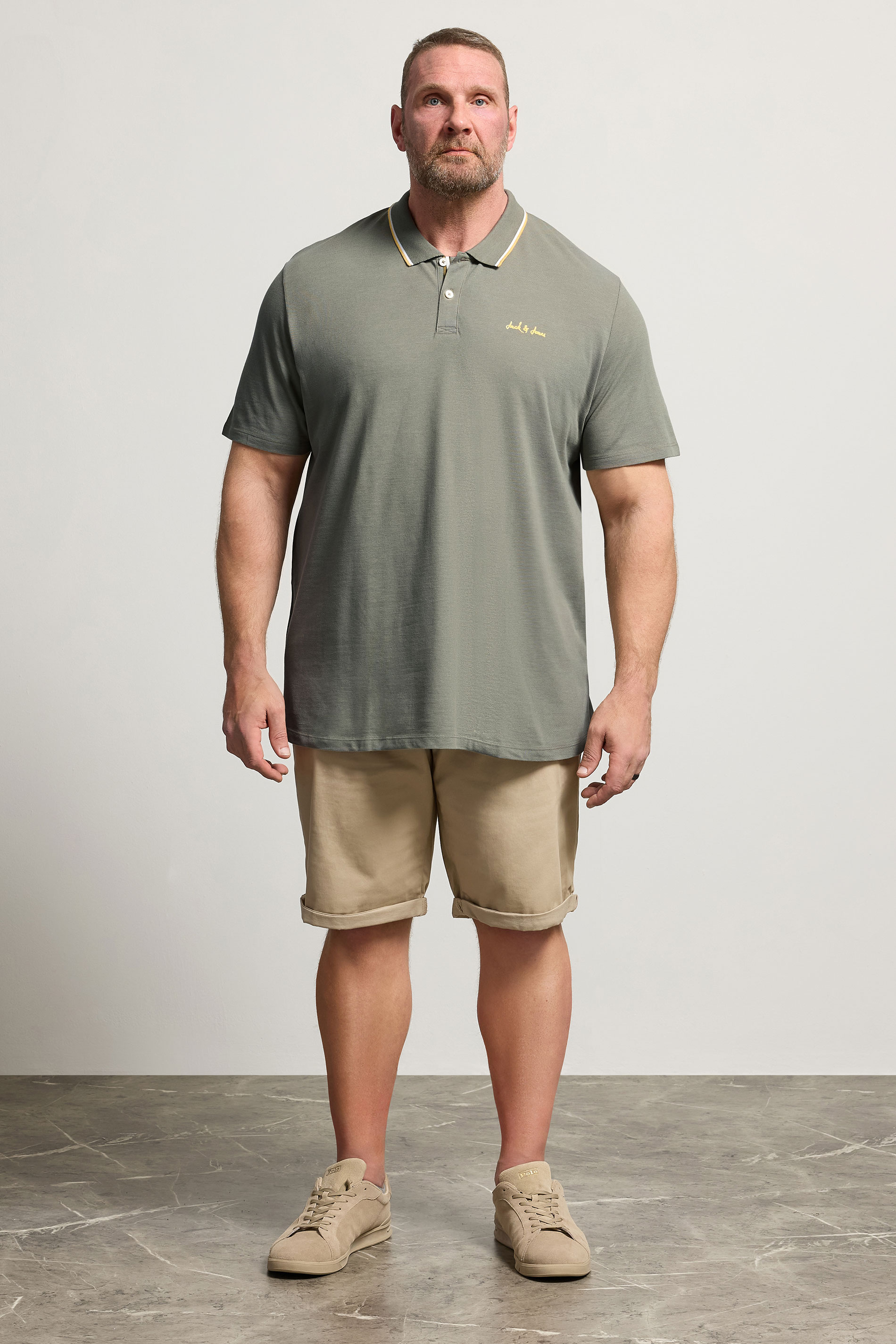 JACK & JONES Big & Tall Light Green Polo Shirt | BadRhino 1