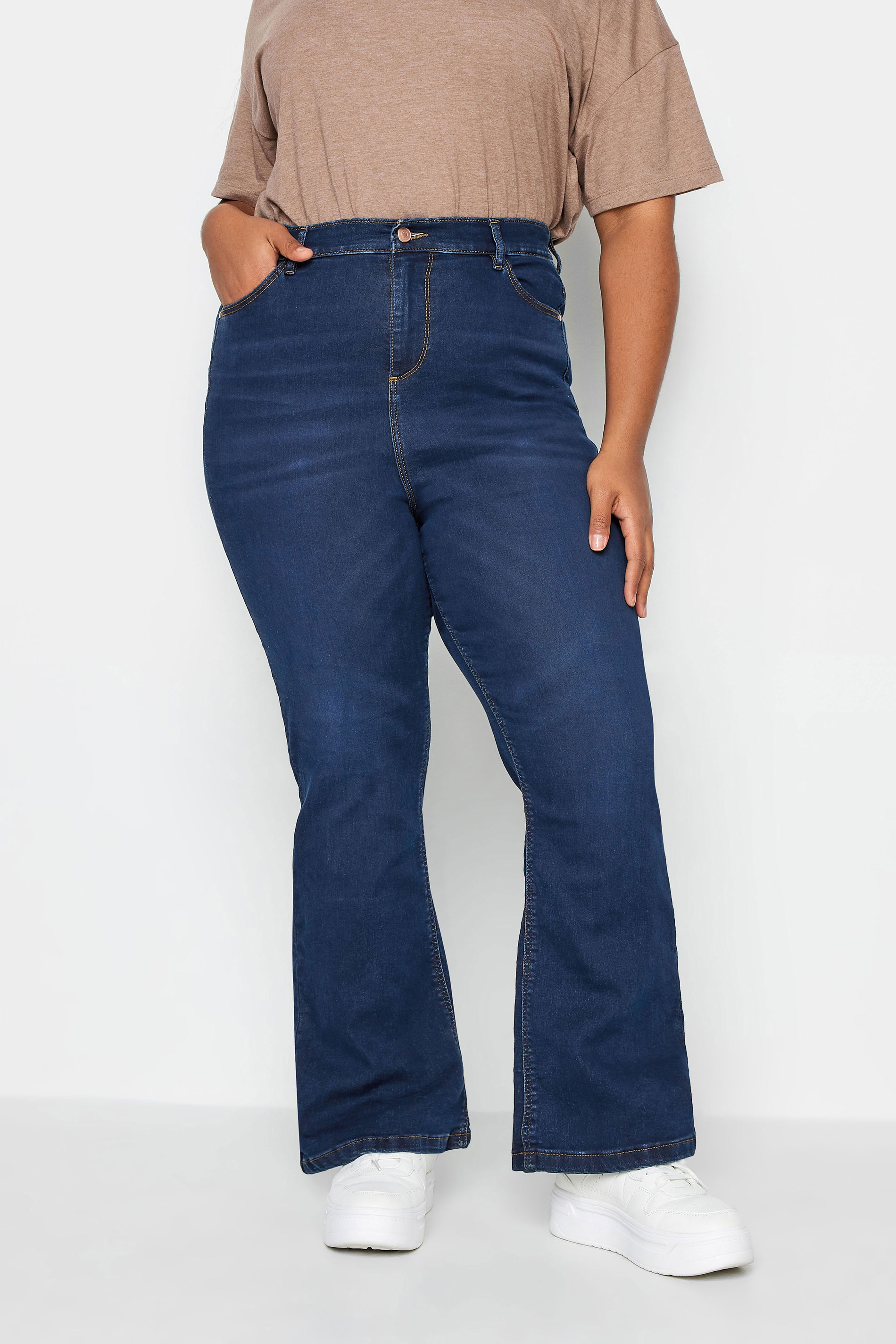 YOURS Plus Size Indigo Blue Bootcut Stretch ISLA Jeans | Yours Clothing