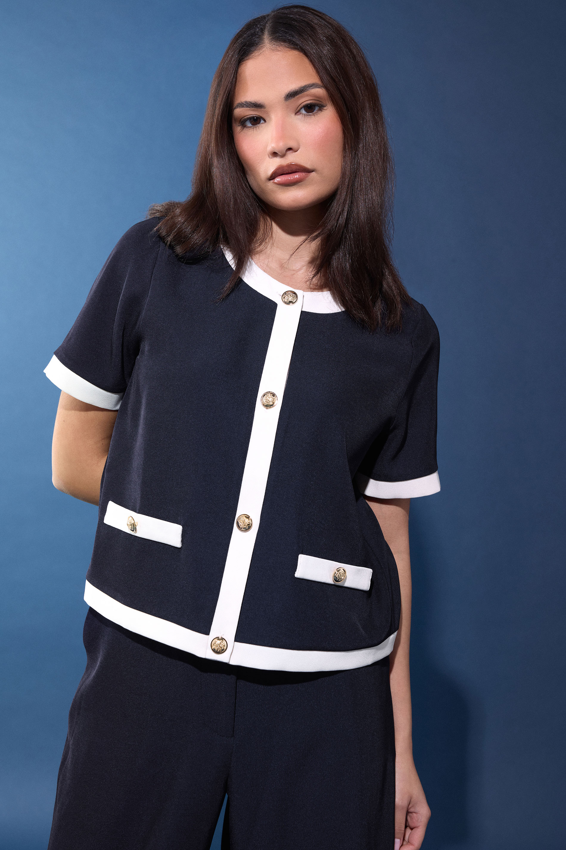 PixieGirl Petite Women's Navy Blue Short Sleeve Top | PixieGirl 3