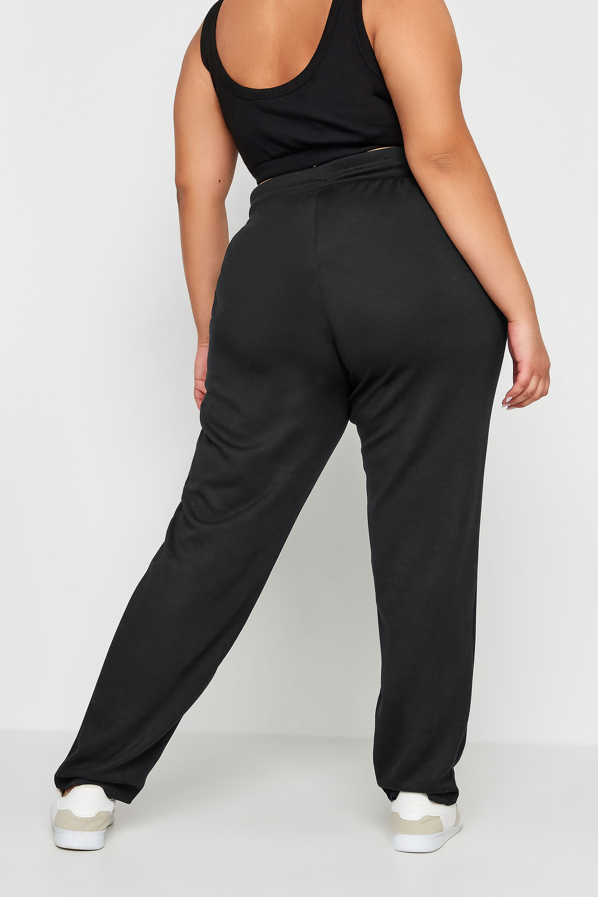 YOURS Plus Size Black Elasticated Straight Leg Joggers | Yours Clothing 3
