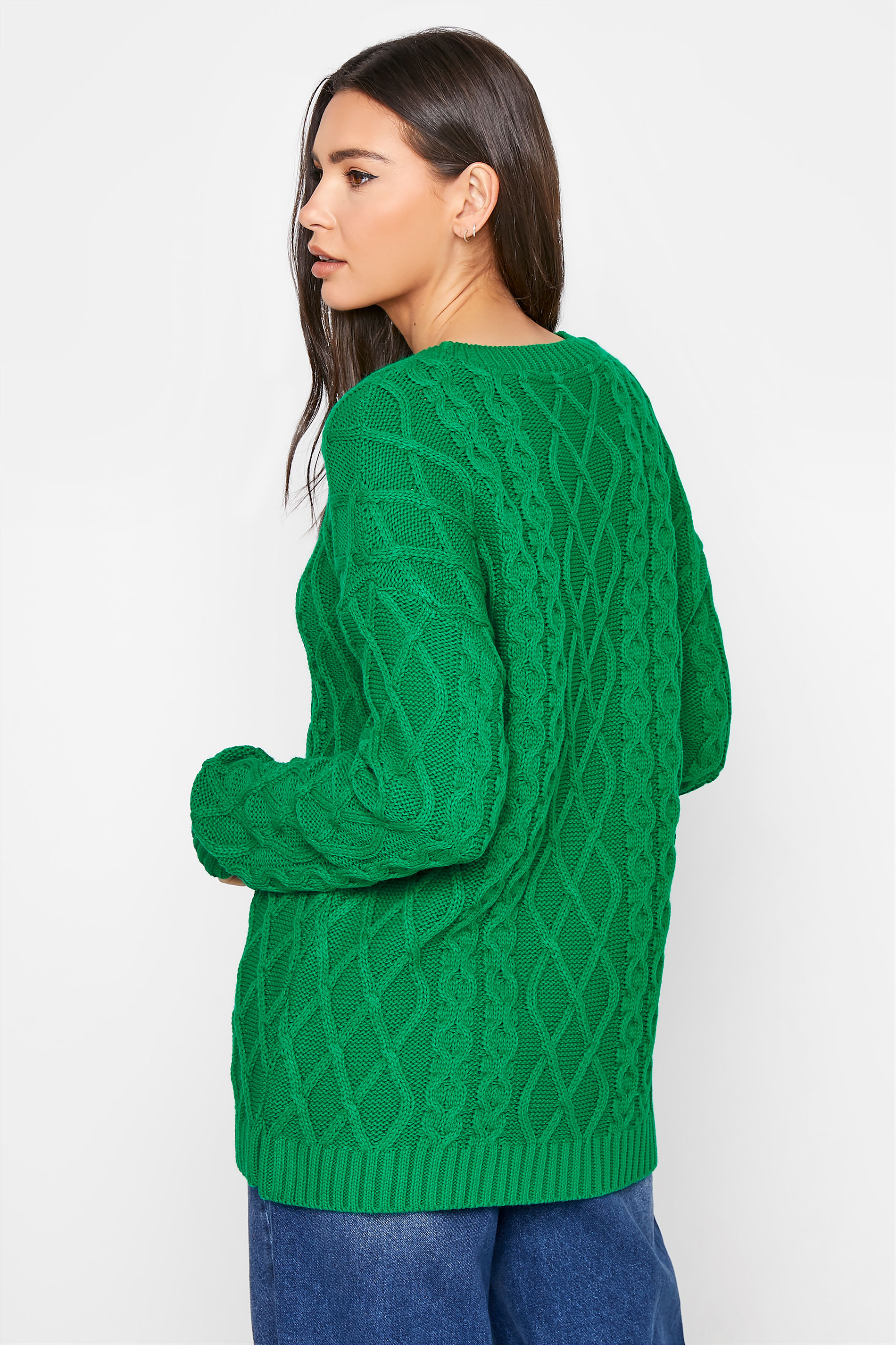 Tall Women's LTS Green Cable Knit Jumper | Long Tall Sally