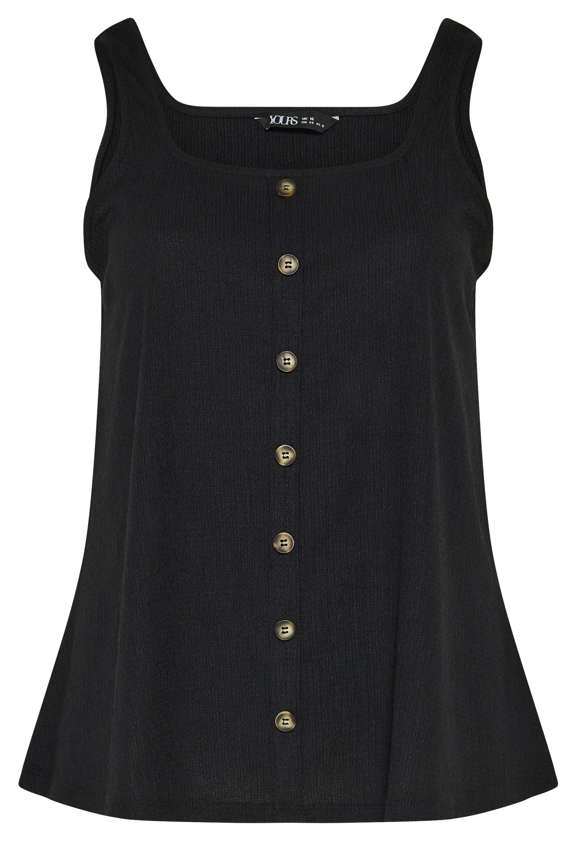 YOURS Plus Size Black Crinkle Vest Top | Yours Clothing 5