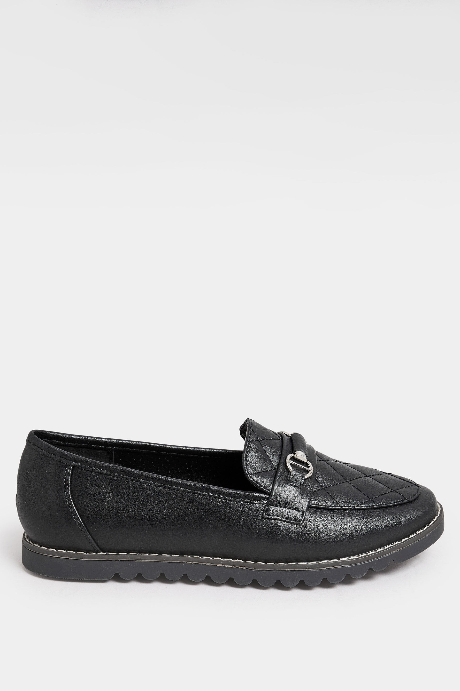 Black Quilted Loafer In Extra Wide EEE Fit | Yours Clothing 3