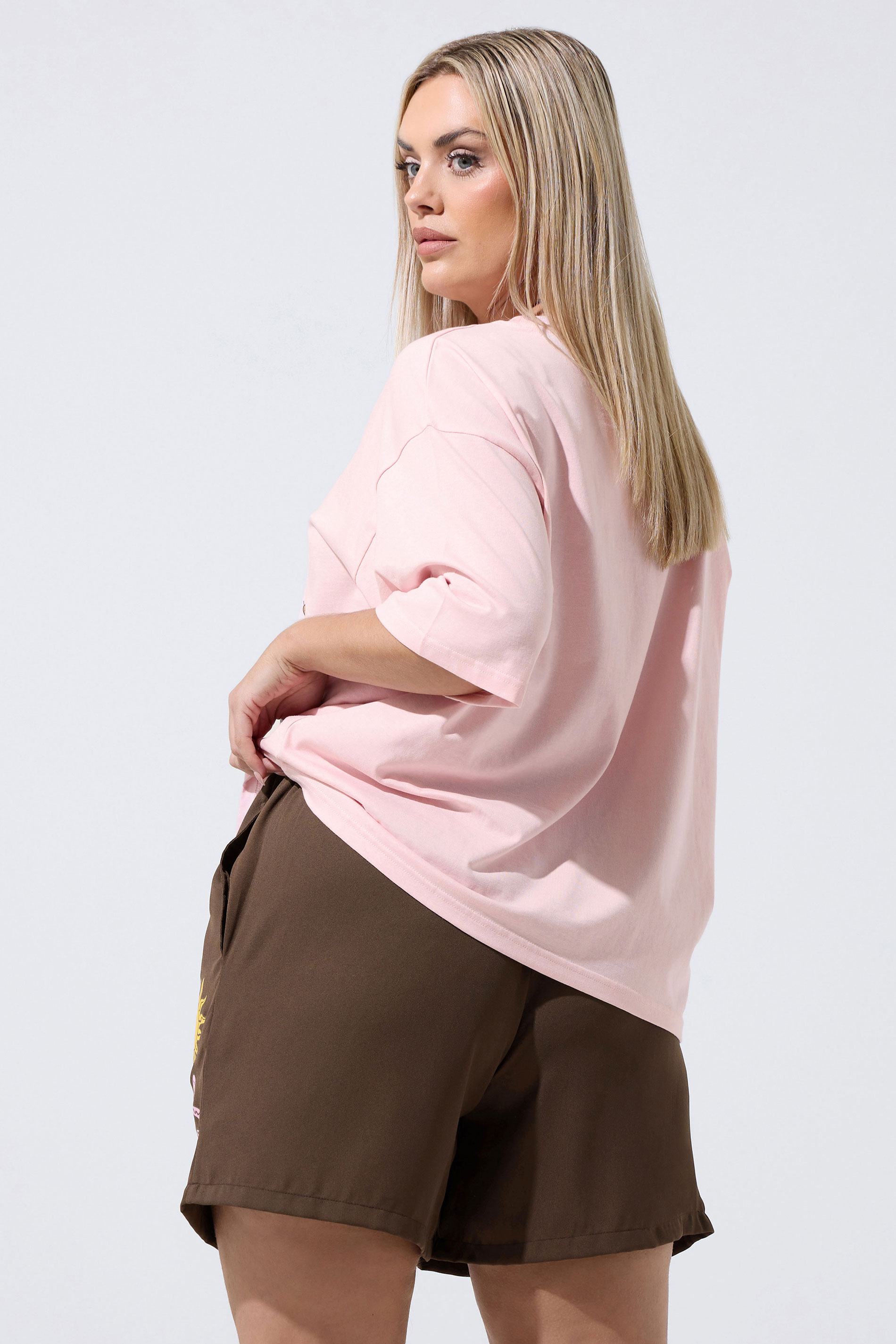 LIMITED COLLECTION Plus Size Brown Celestial Print Shorts | Yours Clothing 2