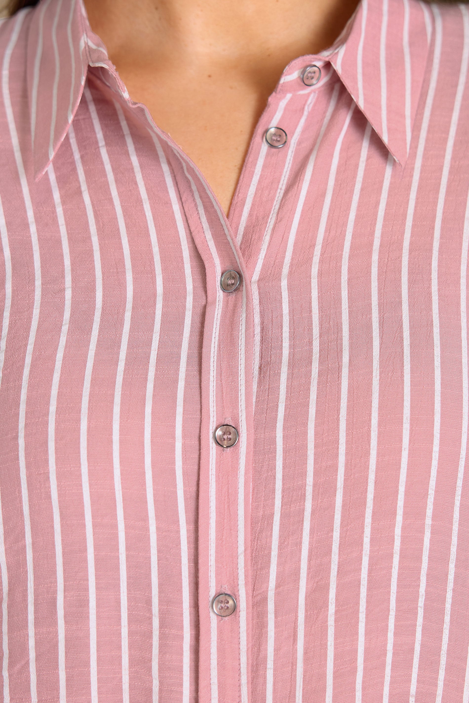 EVANS Plus Size Pink & White Stripe Shirt | Evans 5