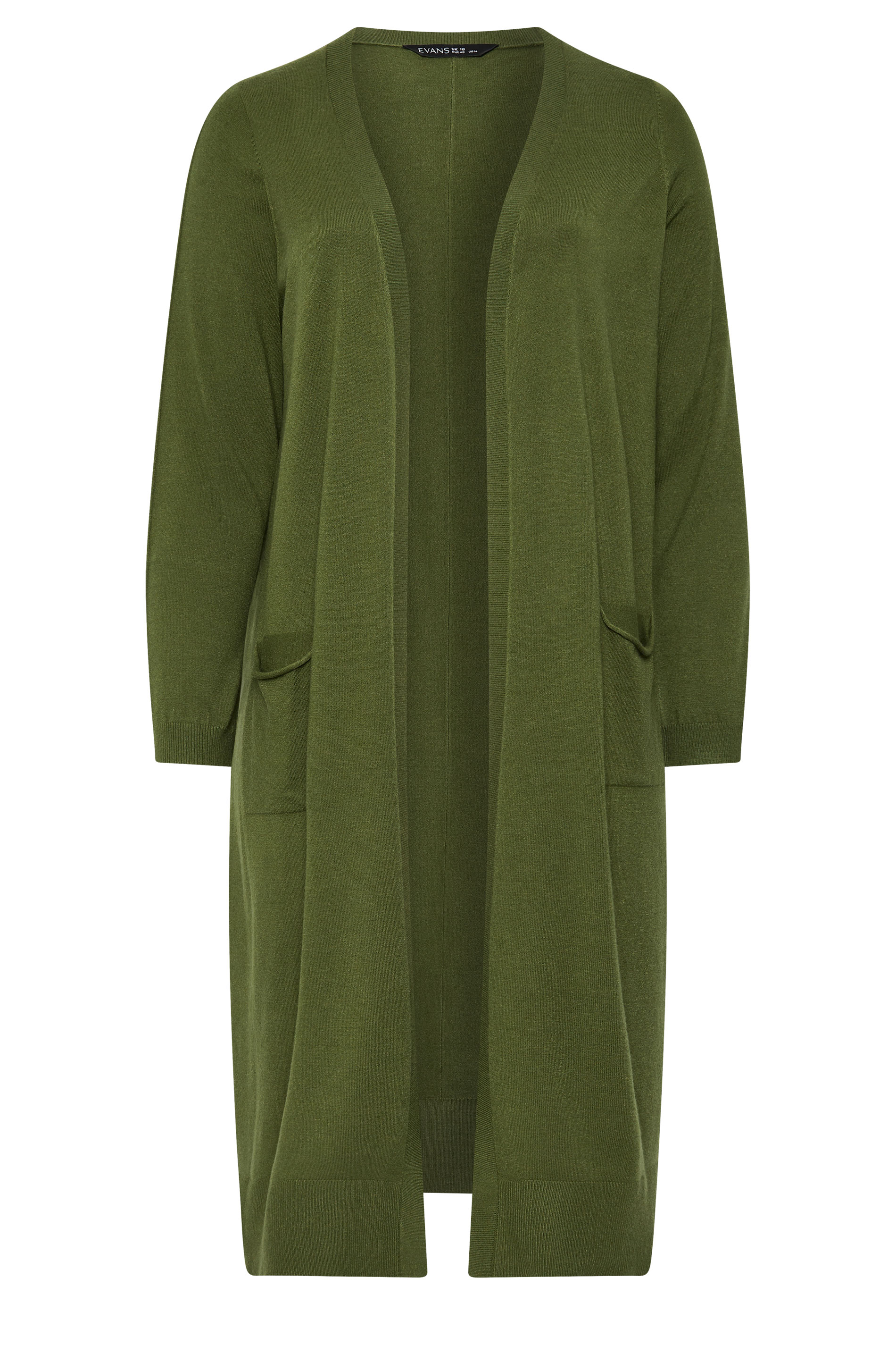 EVANS Plus Size Olive Green Longline Cardigan | Evans 1