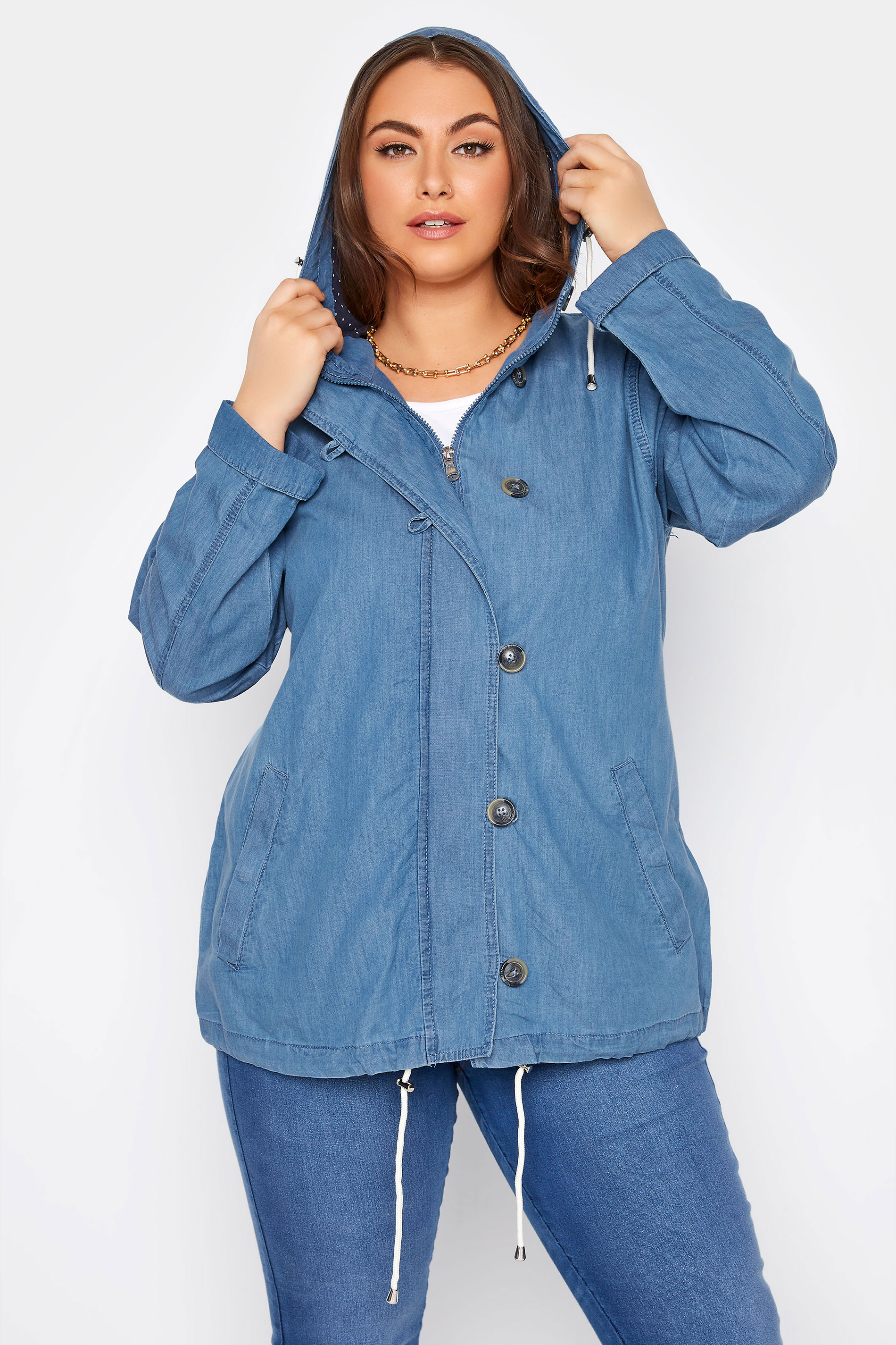 Blue Chambray Twill Jacket | Yours Clothing