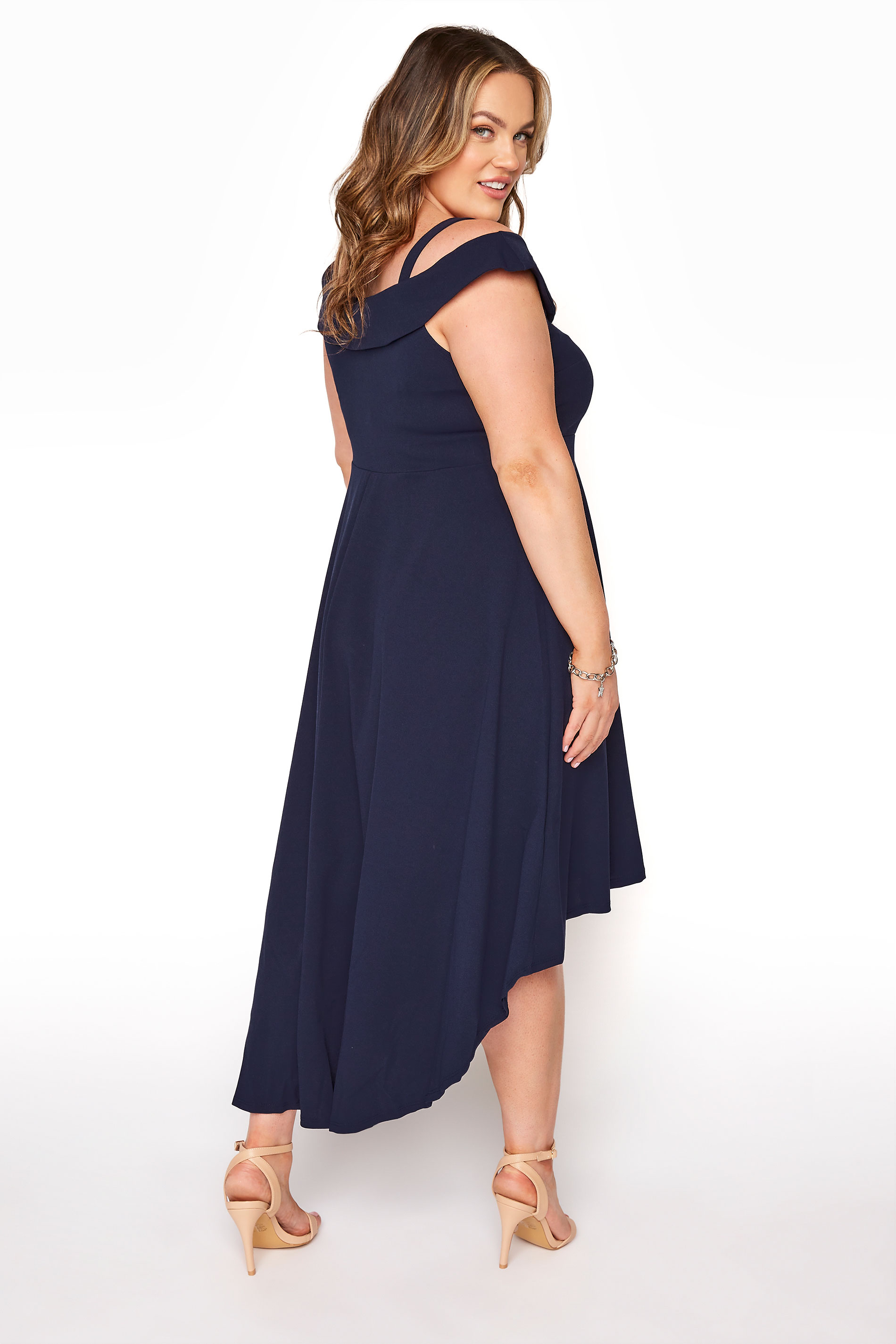 YOURS LONDON Navy Bardot High Low Dress | Yours Clothing 3