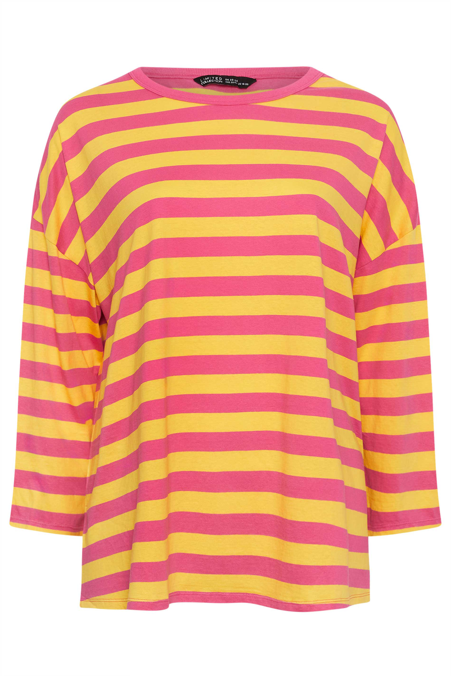 LIMITED COLLECTION Plus Size Pink & Yellow Stripe Top