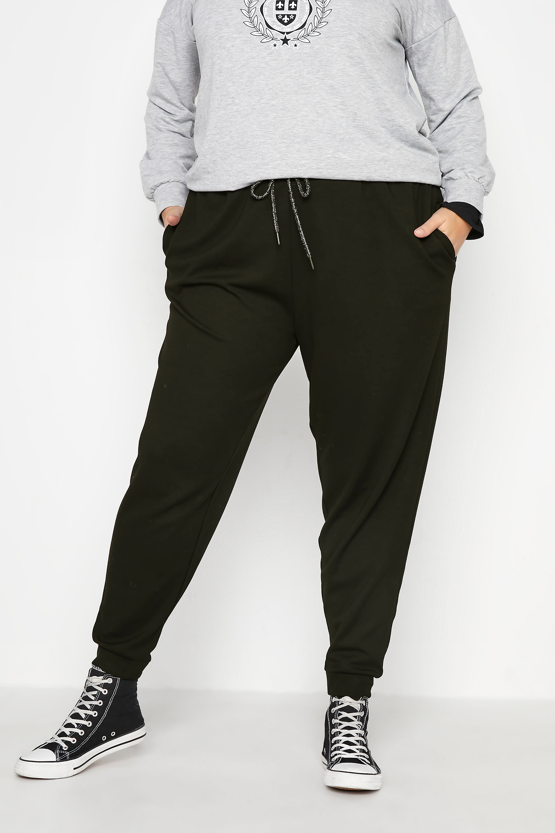 Grande taille  Pantalons Grande taille  Joggings | Jogging Noir en Jersey - BU82038