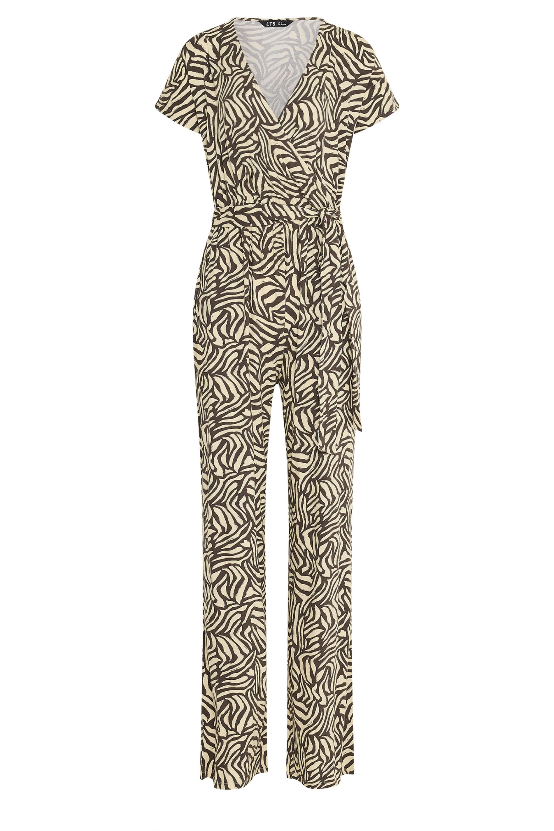 LTS Tall Women's Chocolate Brown Zebra Wrap Jumpsuit | Long Tall Sally 6