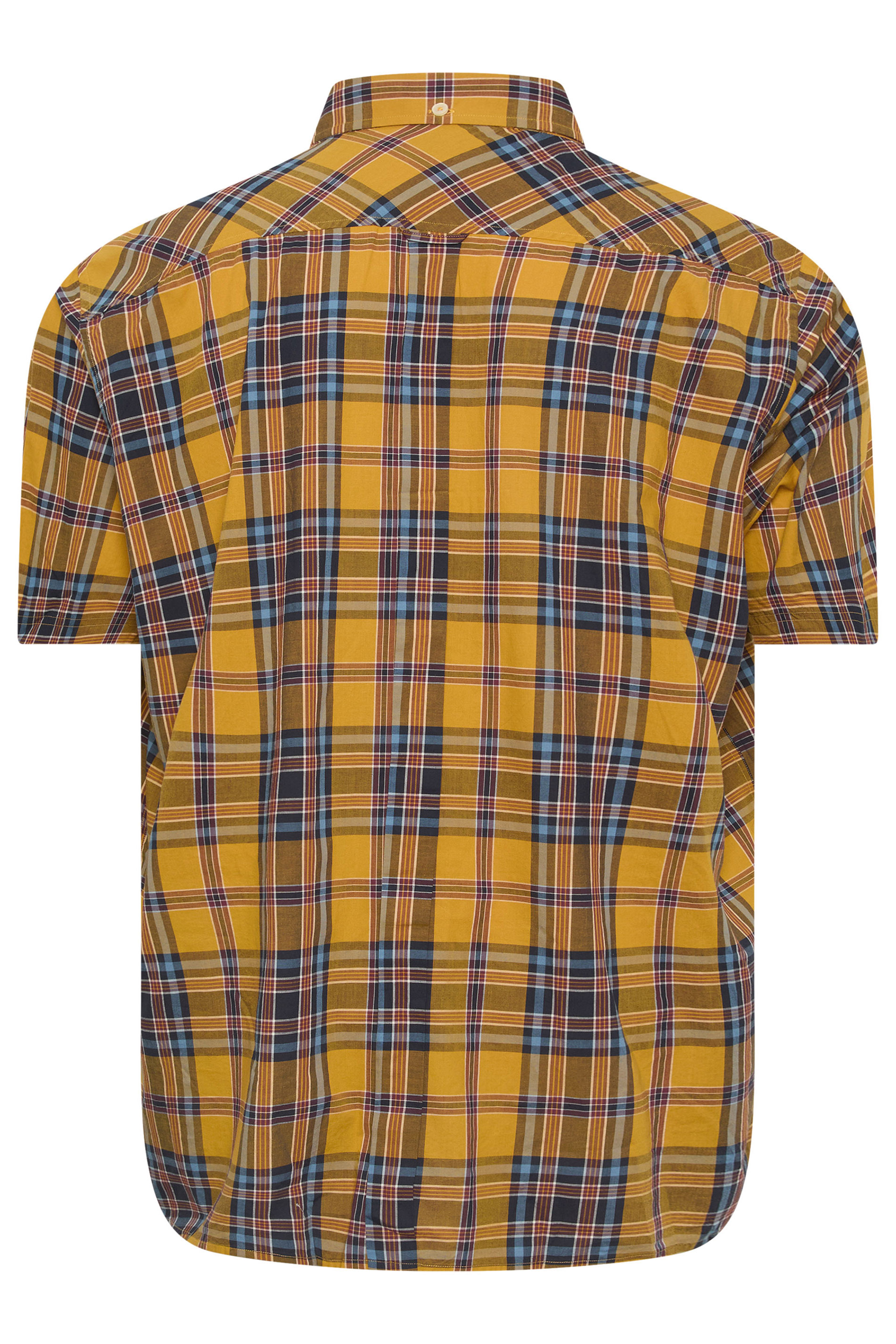 BEN SHERMAN Big & Tall Gold Yellow Check Print Shirt | BadRhino 4