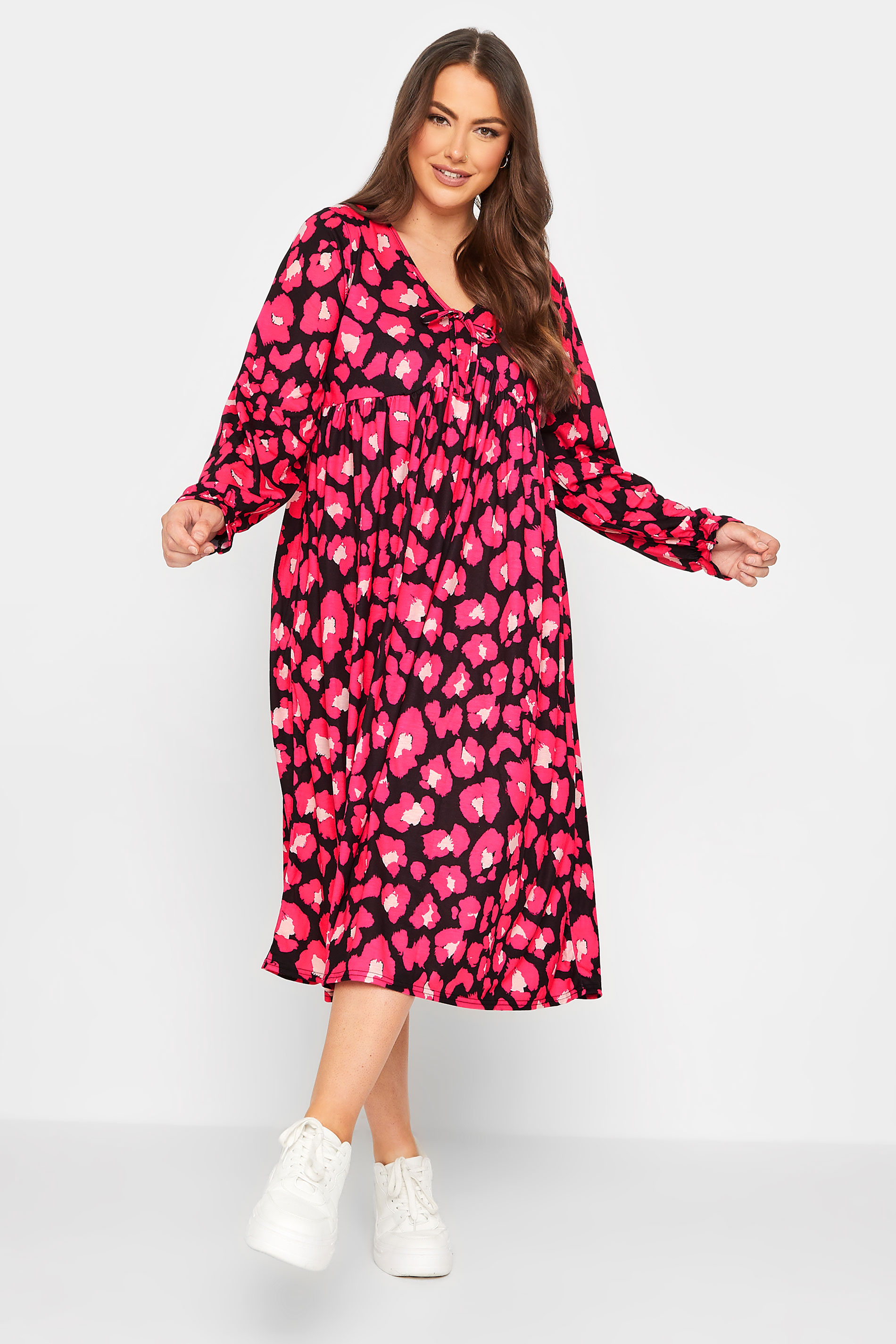LIMITED COLLECTION Plus Size Pink Animal Print Dress | Yours Clothing 1