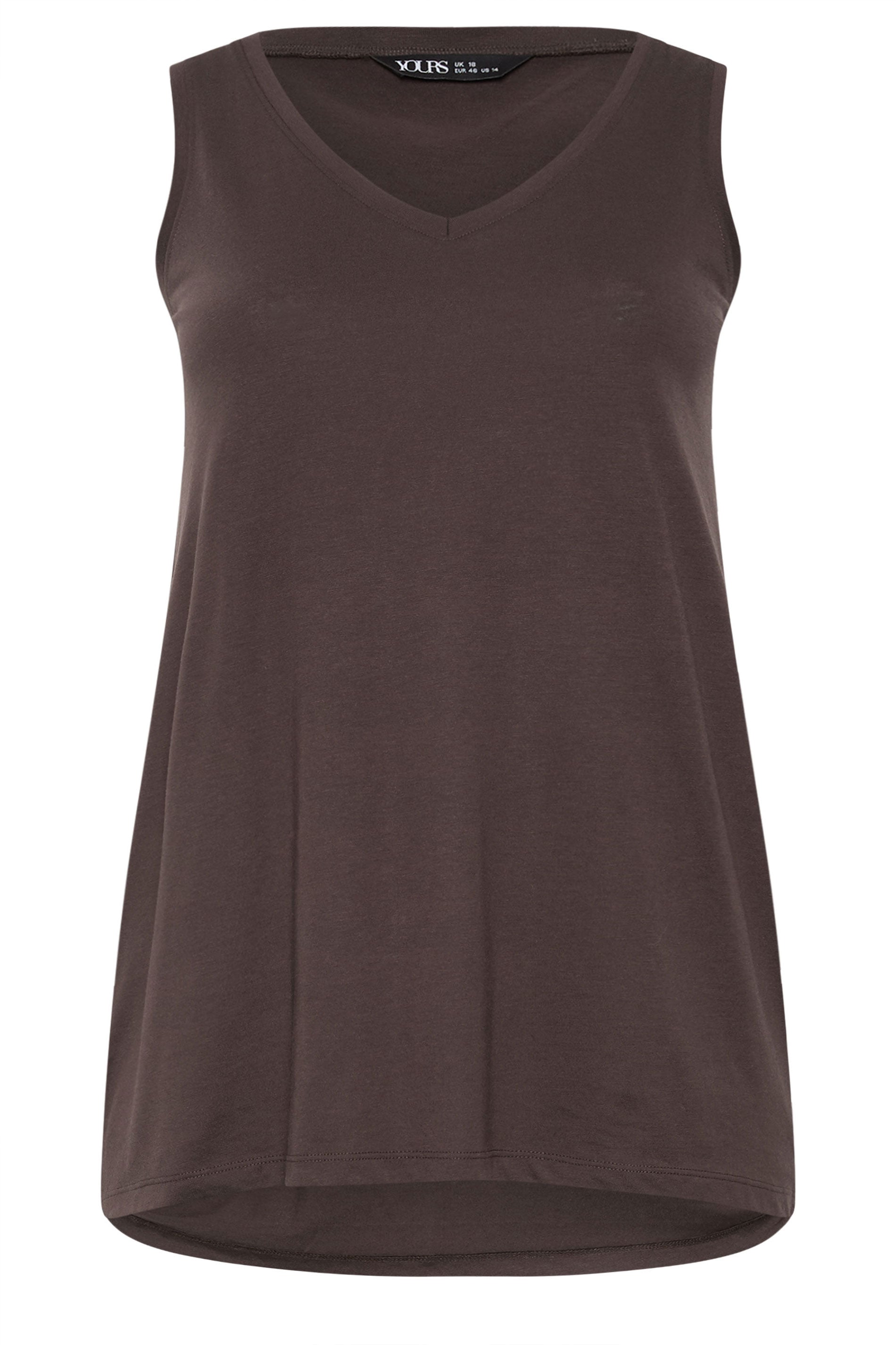 YOURS 3 PACK Plus Size Chocolate Brown & Rust Orange V-Neck Vest Tops | Yours Clothing 10