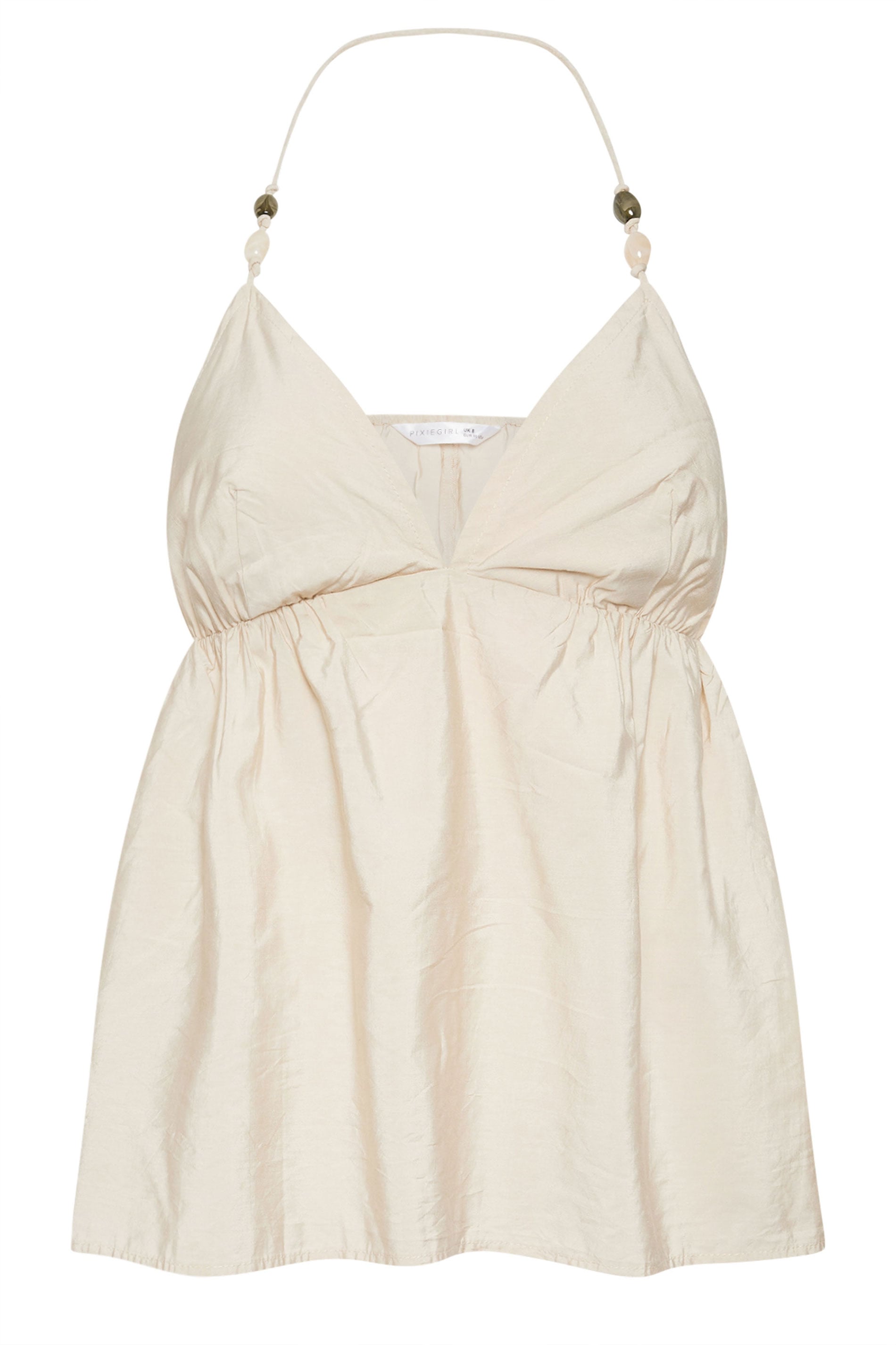 PixieGirl Petite Women's Ivory White Beaded Halterneck Top | PixieGirl 6