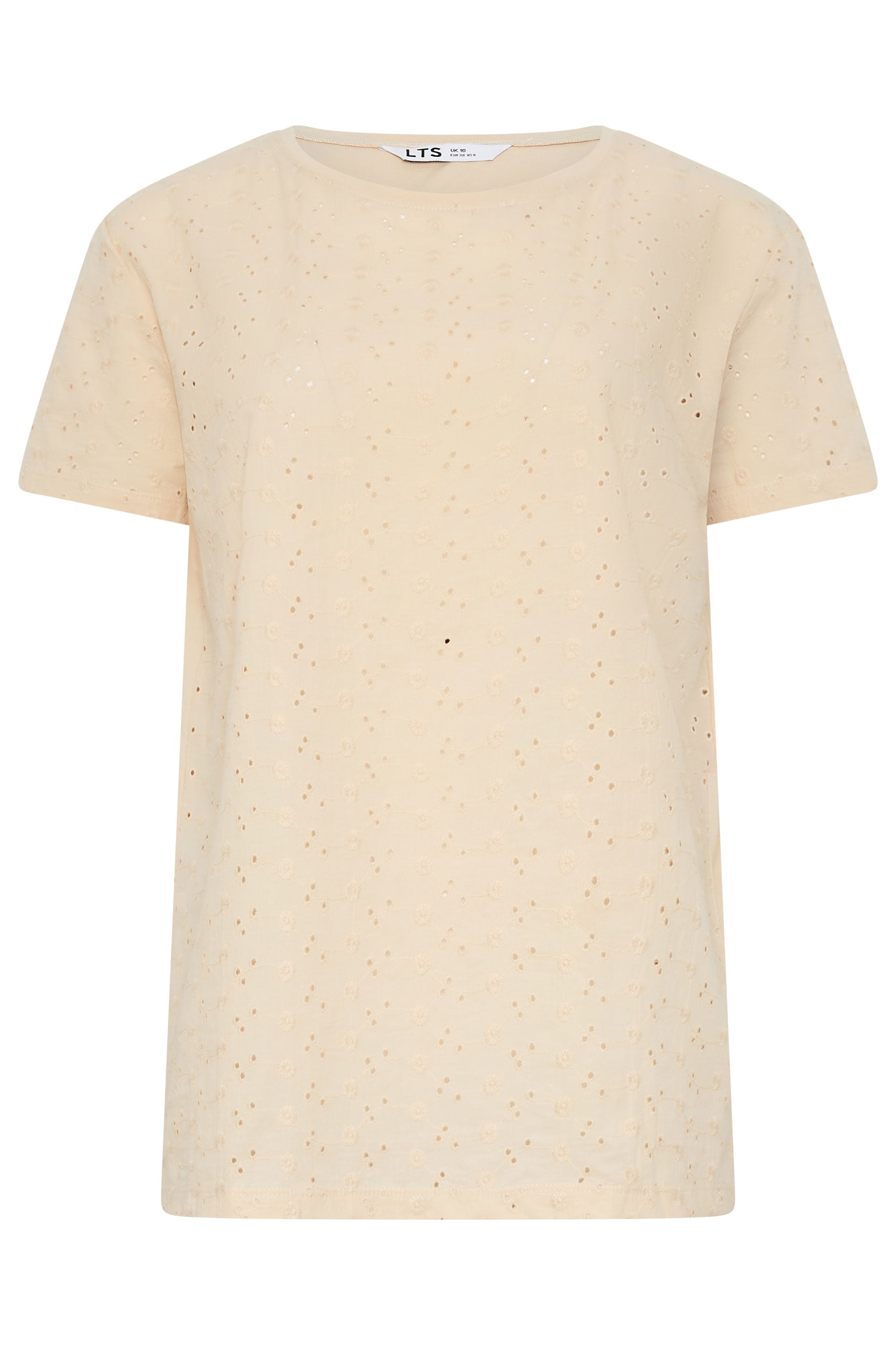 LTS Tall Women's Cream Broderie Anglaise Front T-Shirt | Long Tall Sally 5