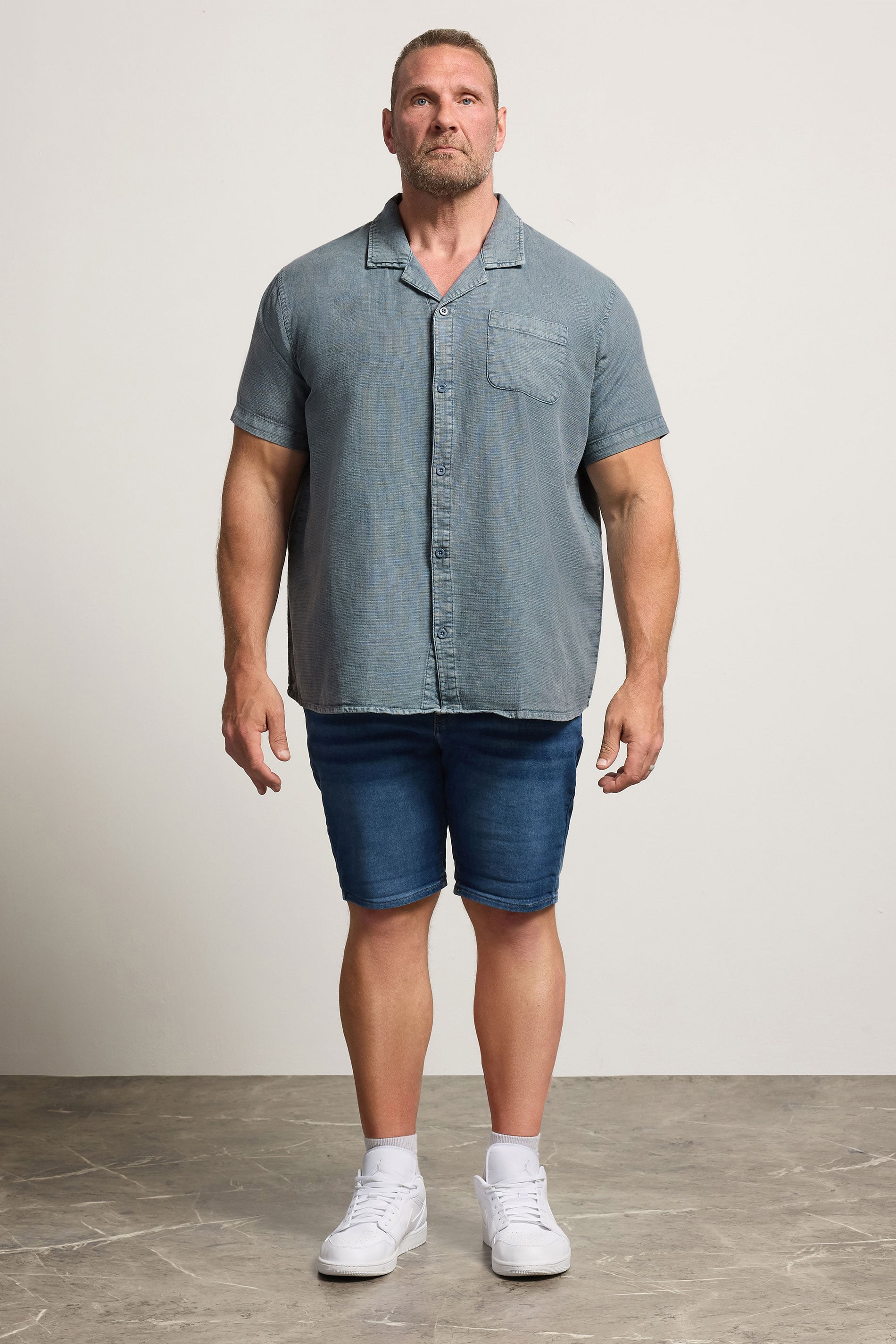 BadRhino Big & Tall Blue Acid Wash Cotton Shirt | BadRhino 2