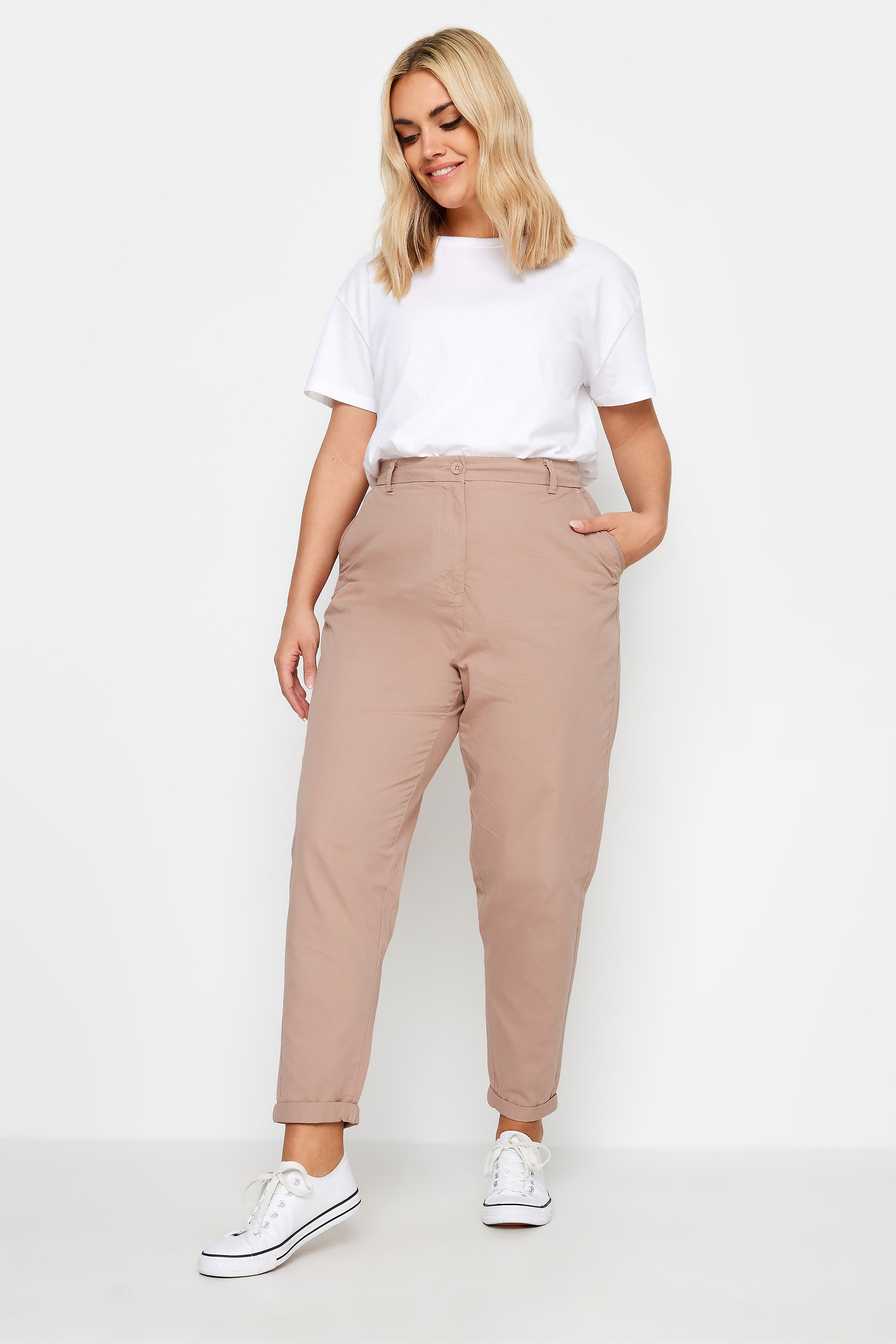 YOURS Plus Size Blush Pink Straight Leg Chino Trousers | Yours Clothing  2