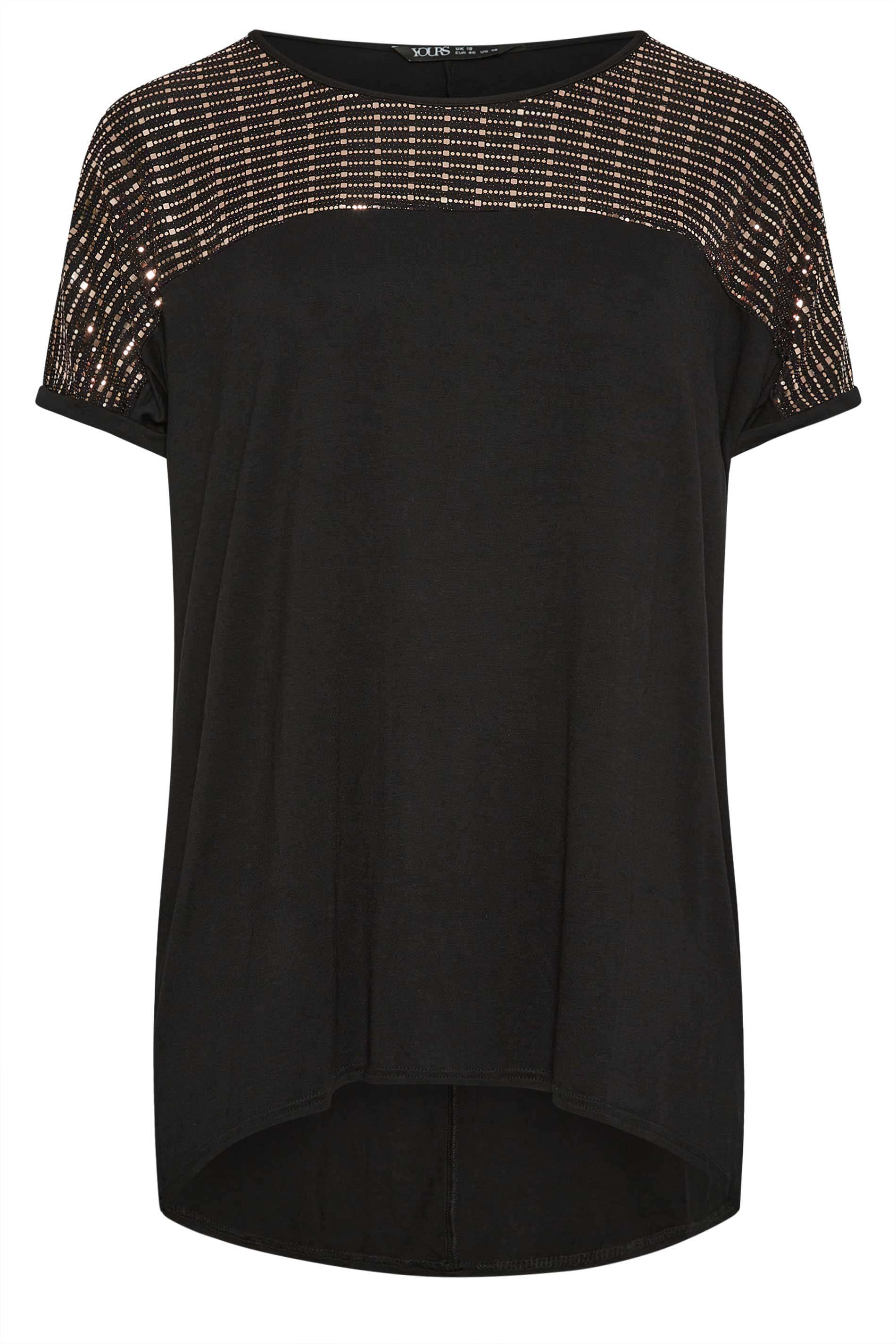 YOURS LONDON Plus Size Gold Sequin Embellished Shirt