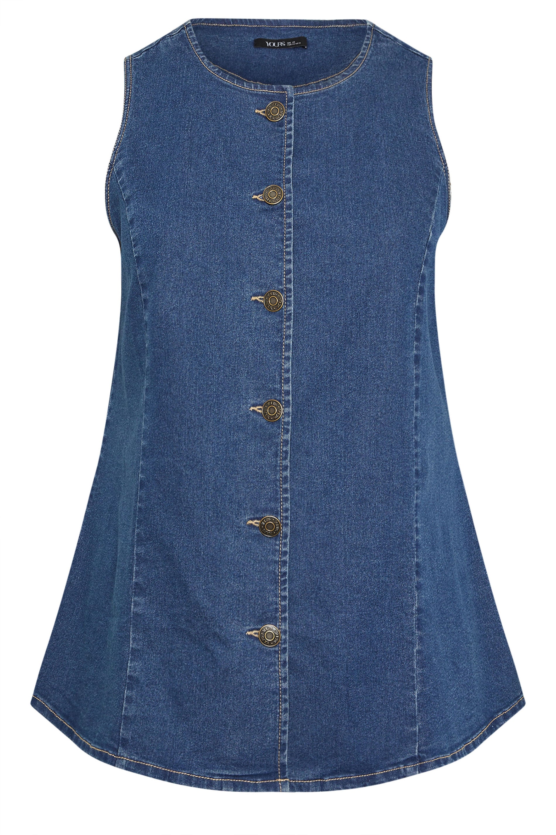YOURS Plus Size Mid Blue Denim Waistcoat | Yours Clothing 5