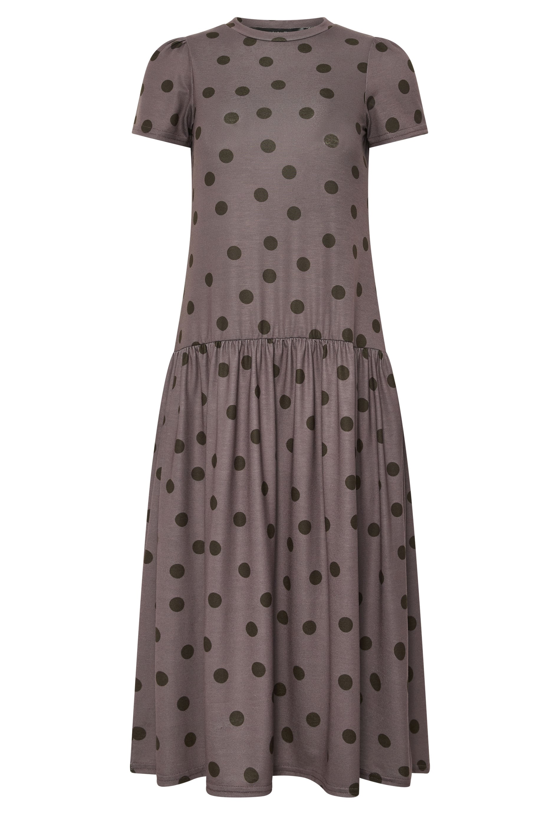 PixieGirl Petite Women's Chocolate Brown Polka Dot Drop Waist Maxi Dress | PixieGirl 6
