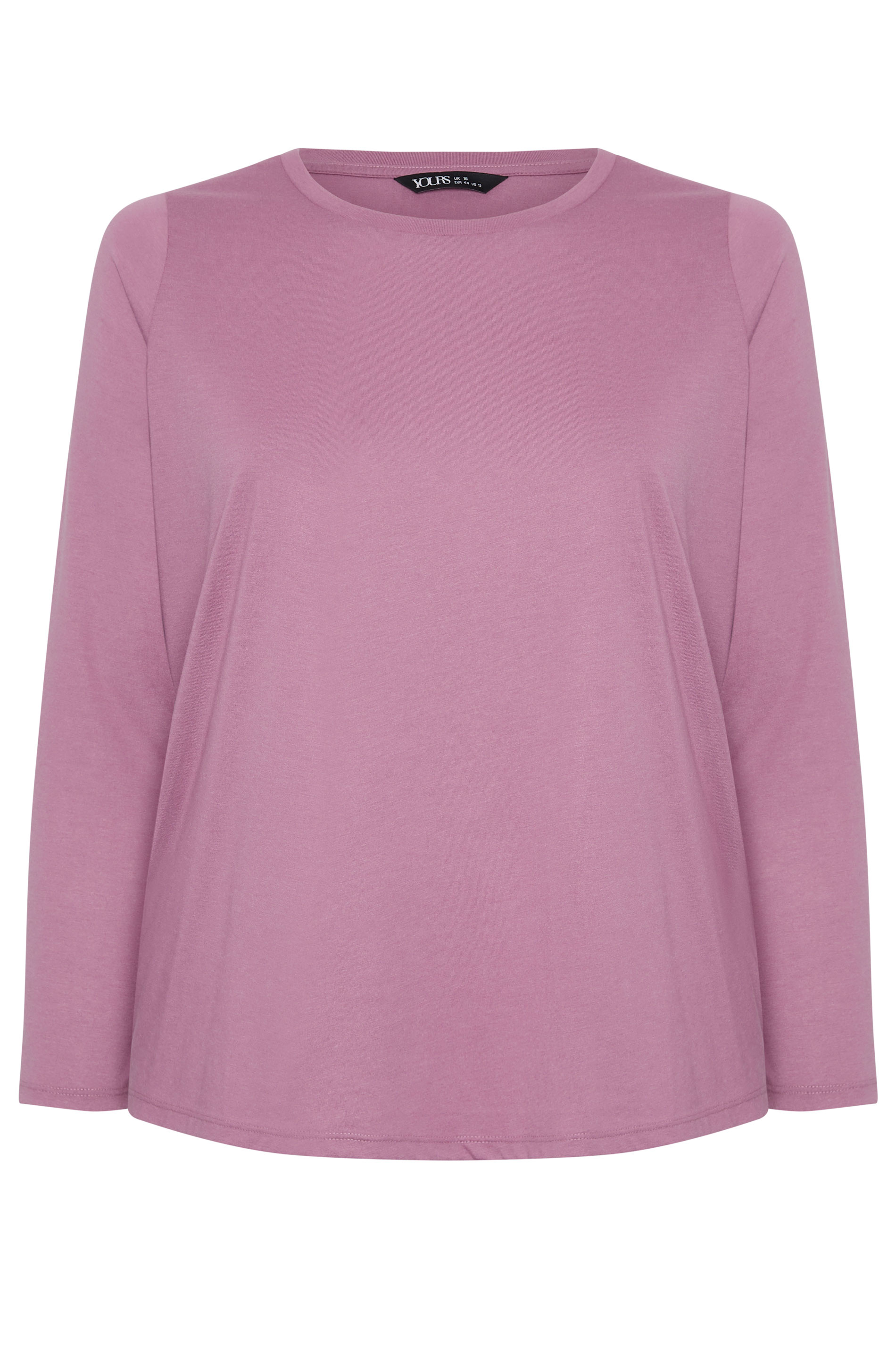 YOURS Plus Size Light Purple Long Sleeve Core T-Shirt | Yours Clothing 5