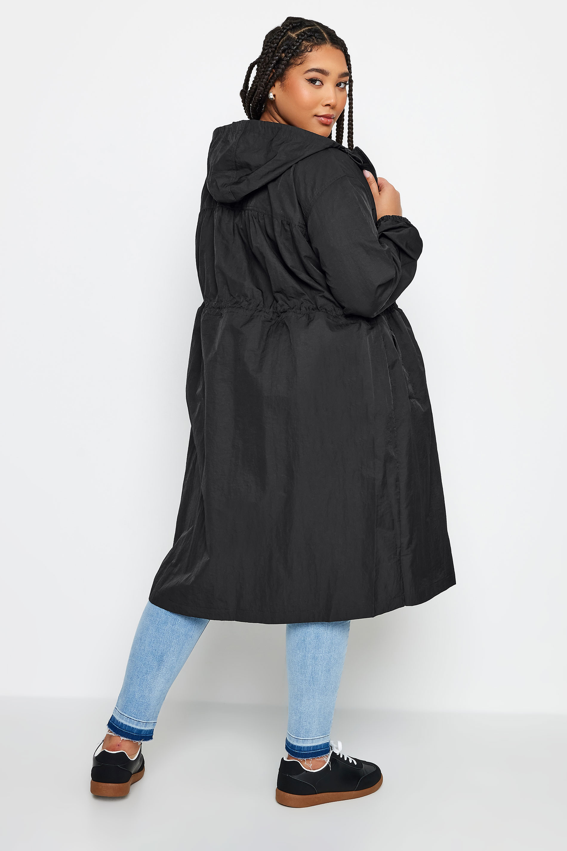 YOURS Plus Size Black Lightweight Longline Parka Jacket | Yours Clothing 3