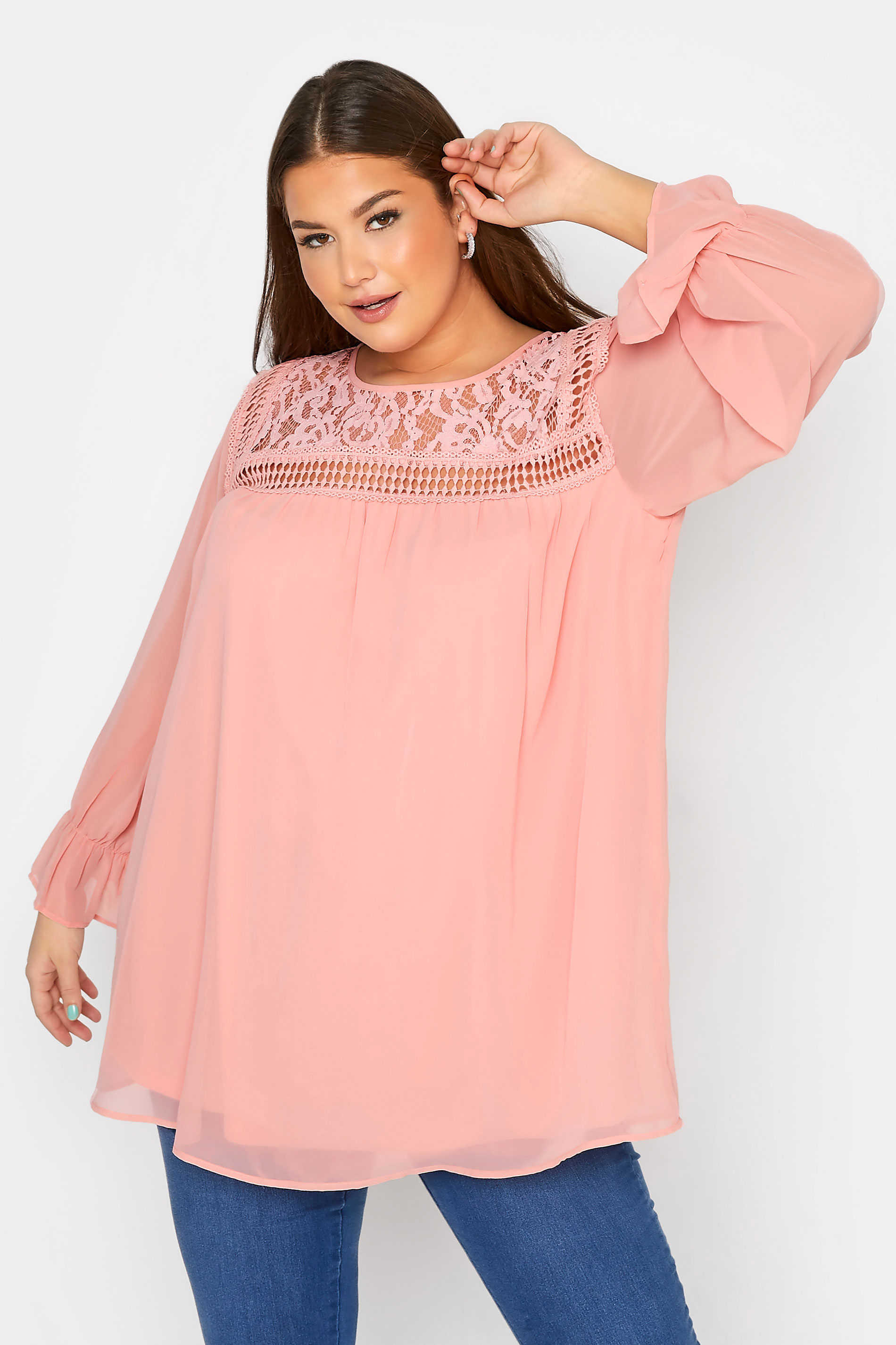 YOURS LONDON Curve Pink Lace Blouse_A.jpg