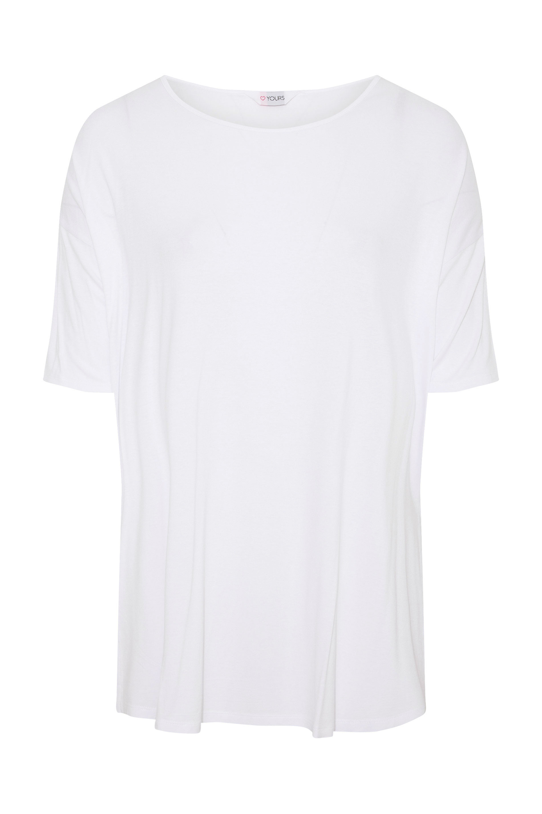 Grande taille  Tops Grande taille  T-Shirts | T-Shirt Blanc Oversize Long en Jersey - UZ76188