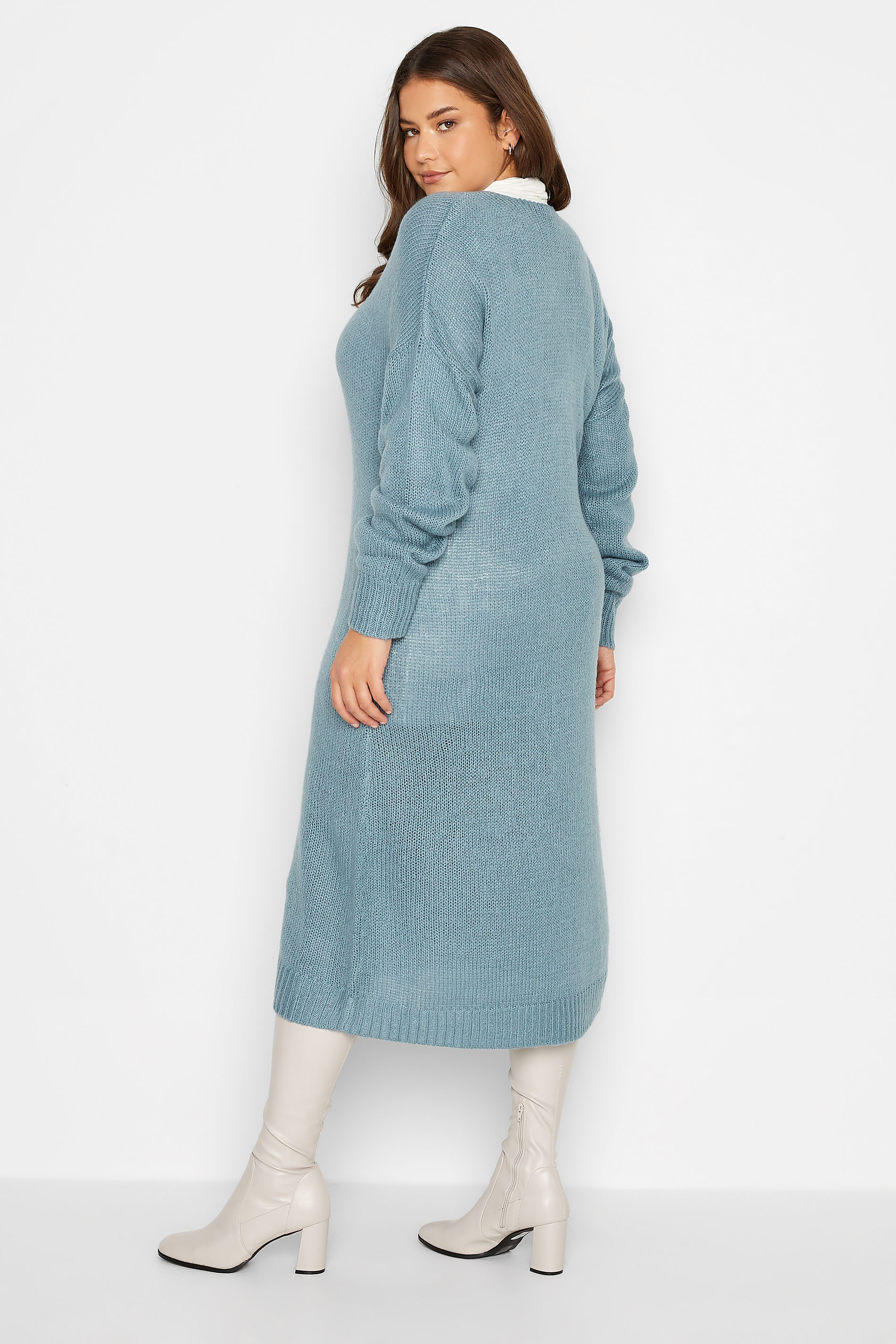 LTS Tall Women's Denim Blue Knitted Midi Dress | Long Tall Sally 3