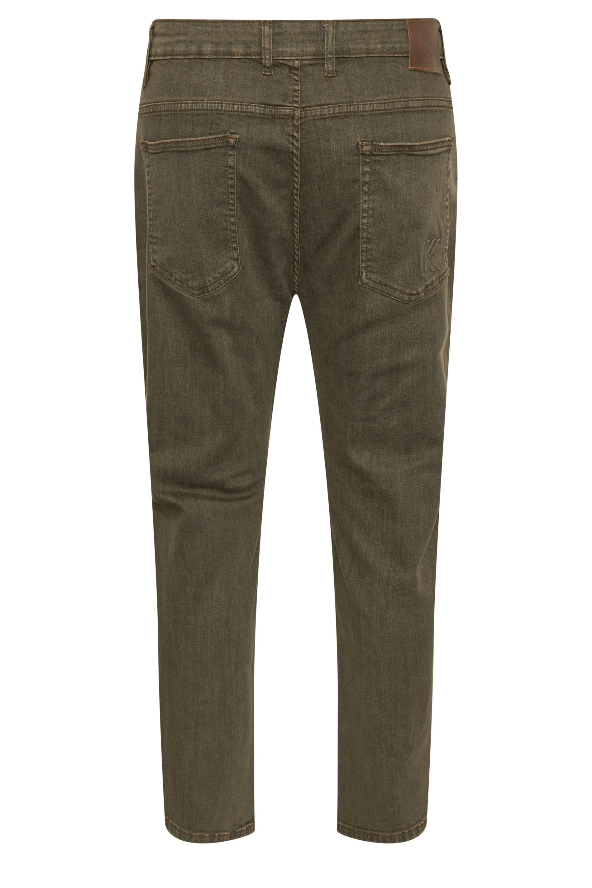 KAM Big & Tall Khaki Green Stretch Jeans | BadRhino 4