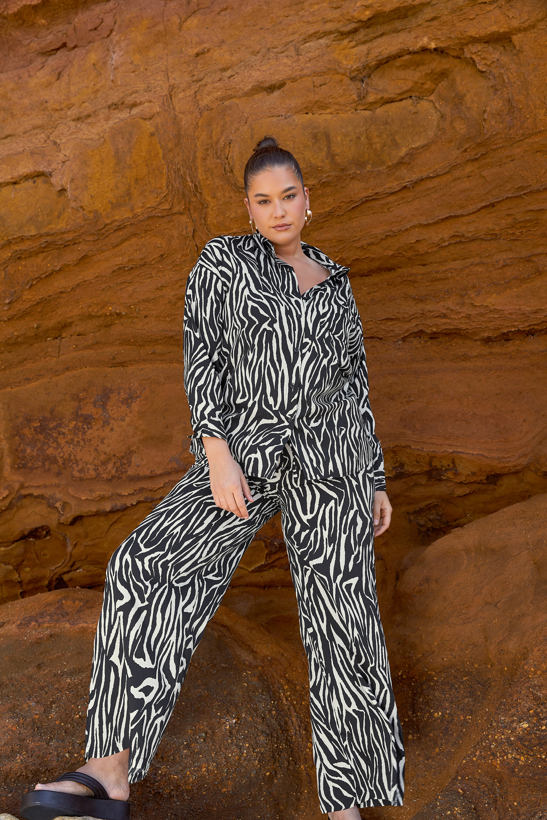 LIMITED COLLECTION Plus Size Curve White & Black Zebra Print Shirt | Yours Clothing  2