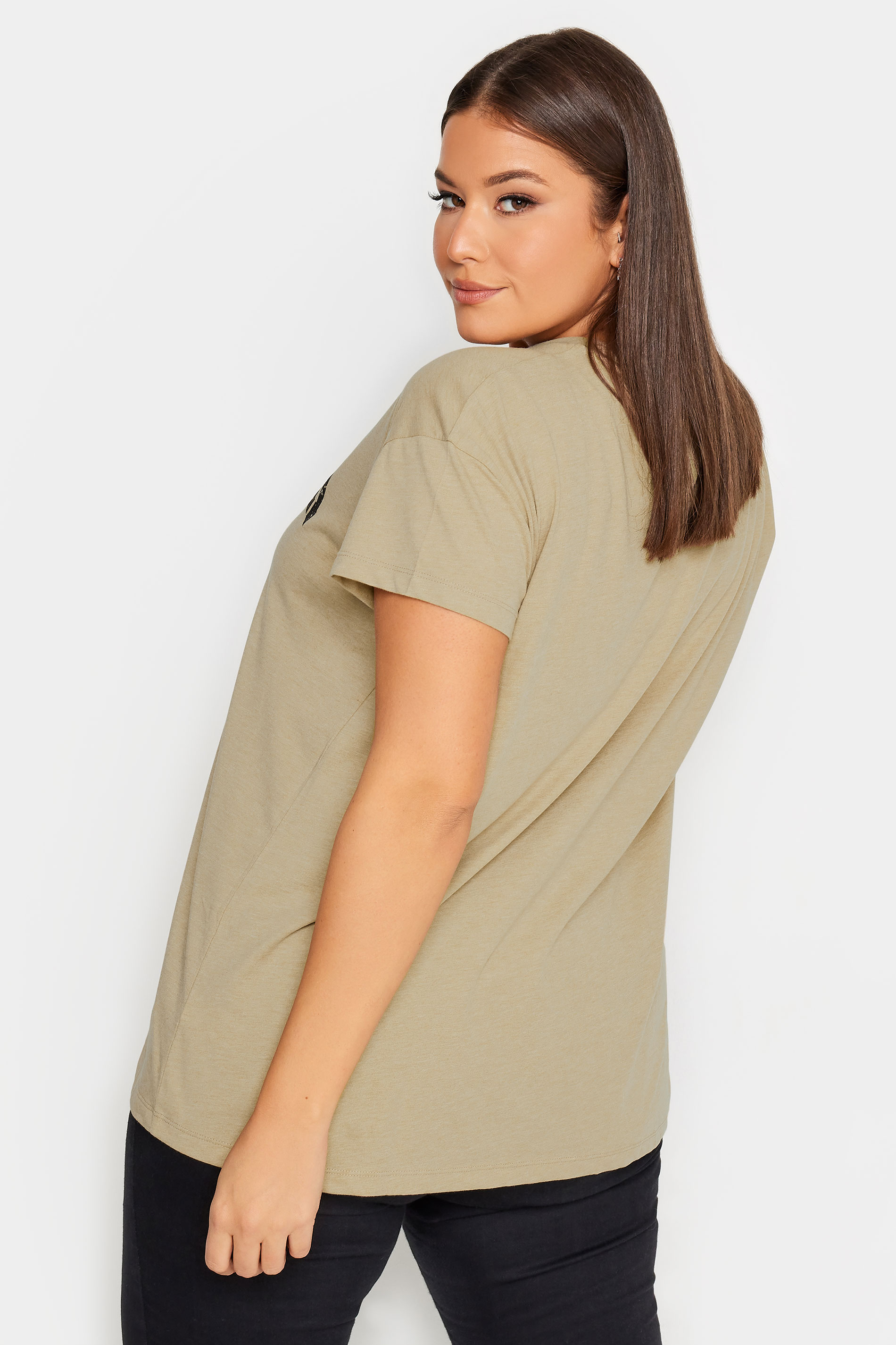 YOURS Curve Beige Brown 'New York' Slogan T-Shirt | Yours Clothing  3