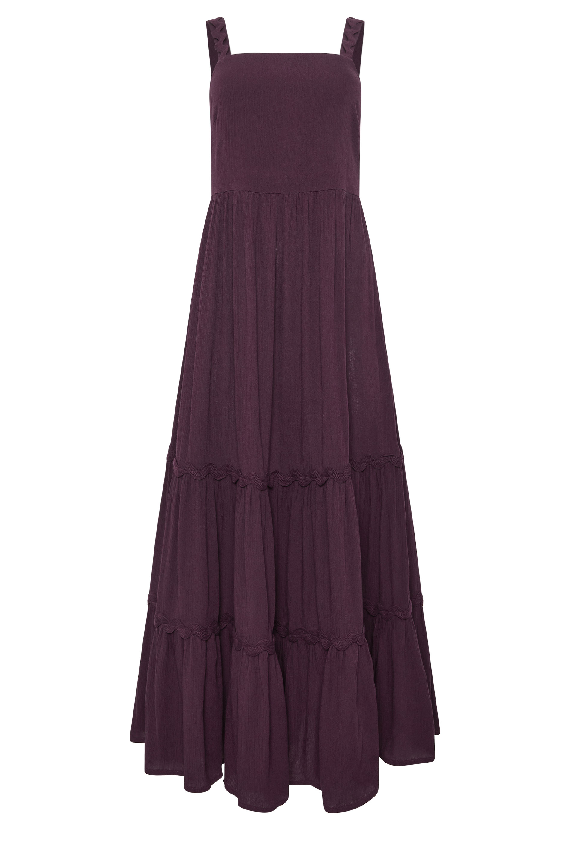 M&Co Berry Purple Woven Swirl Trim Tiered Maxi Dress | M&Co 5