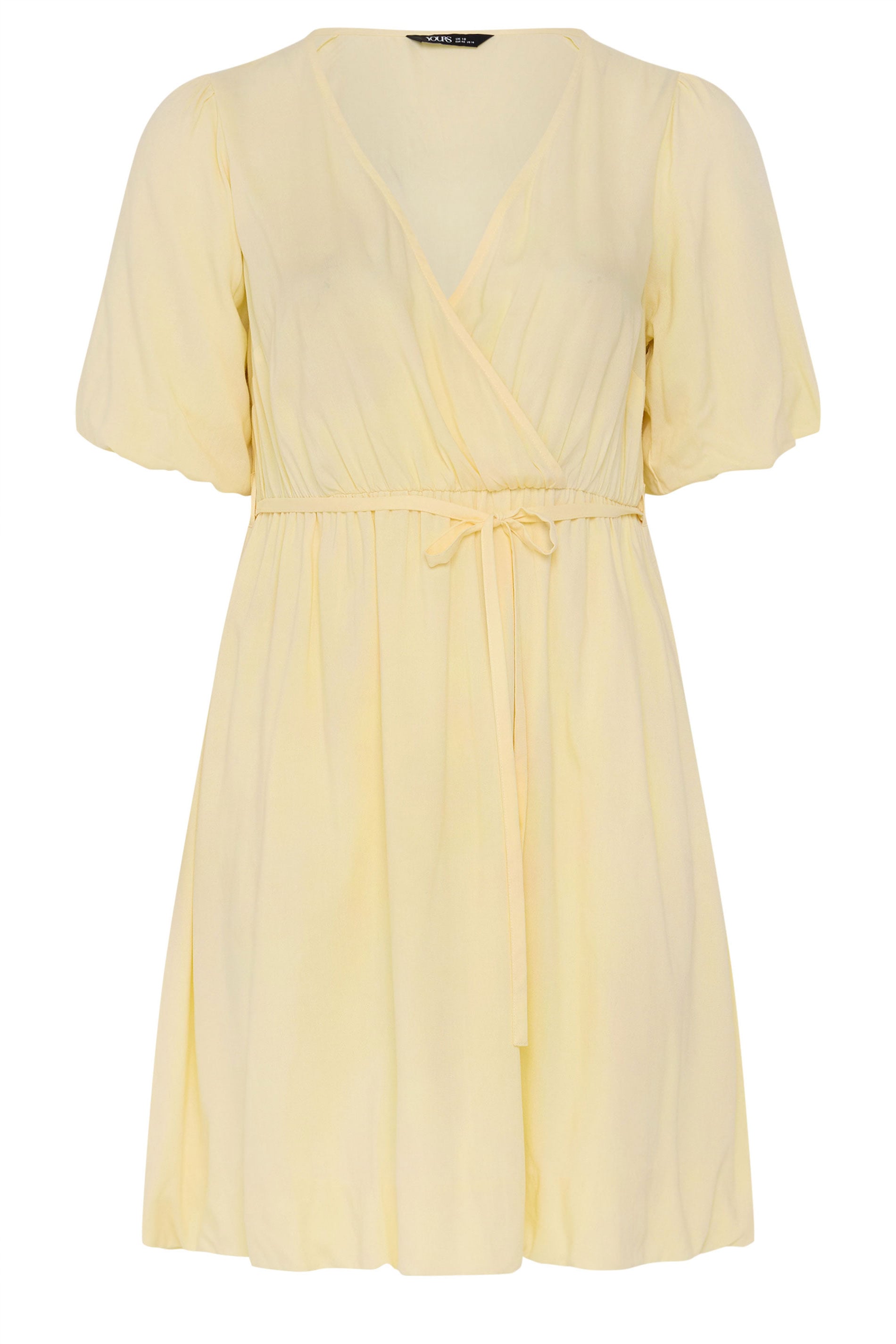 YOURS Plus Size Yellow Puff Ball Wrap Dress | Yours Clothing 6