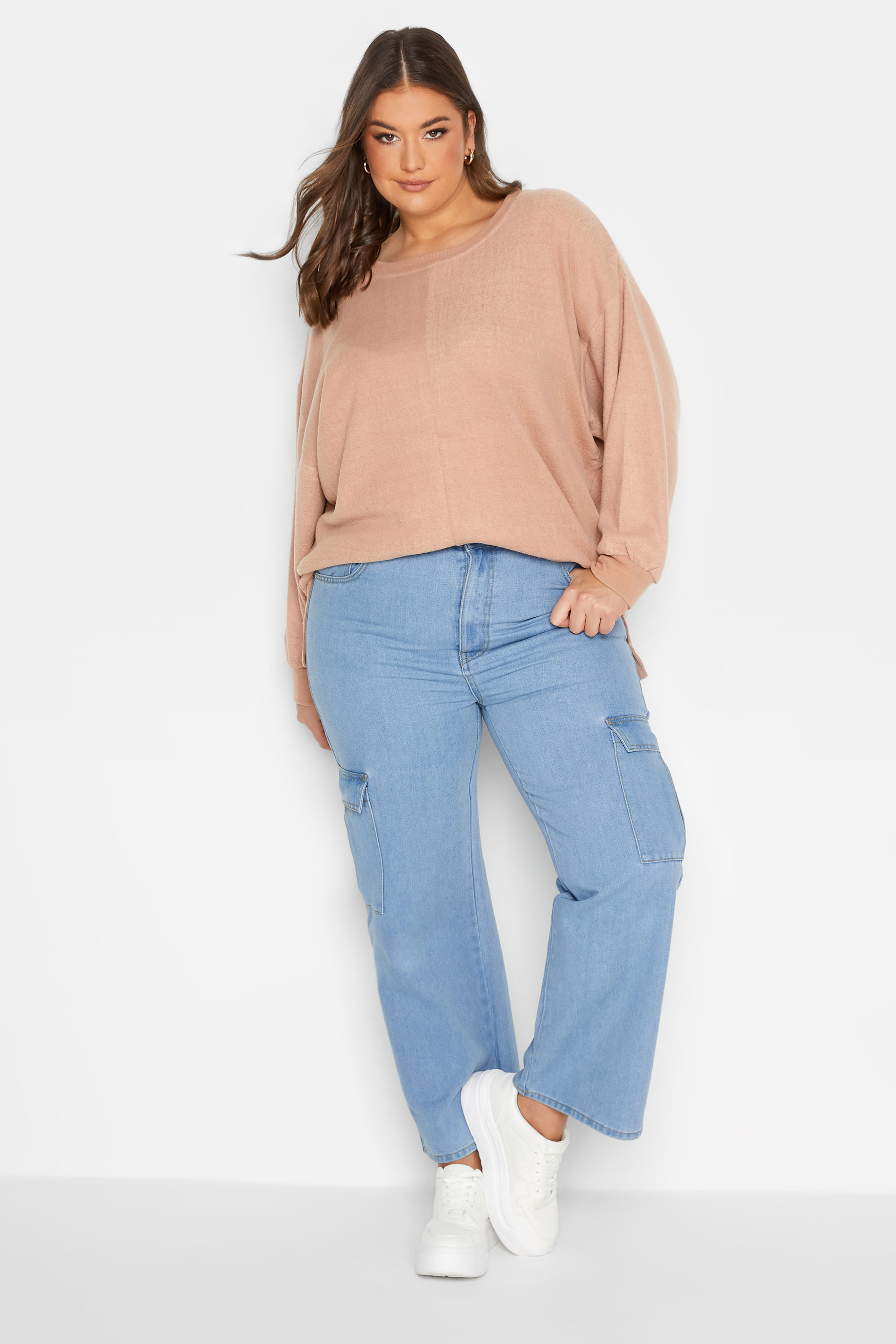 Plus Size Beige Brown Soft Touch Fleece Sweatshirt | Yours Clothing 2