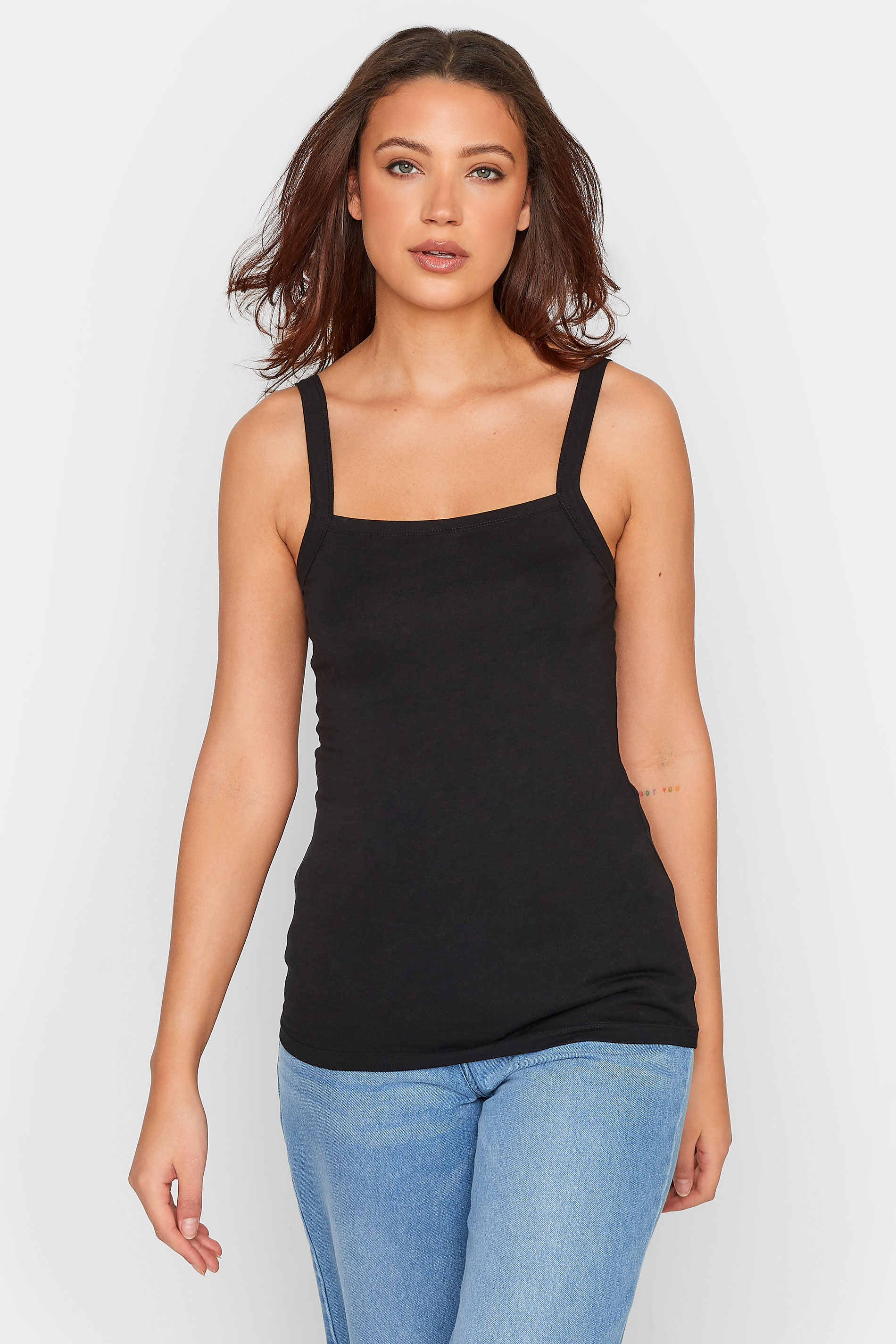 LTS Tall Women's Black Square Neck Vest Top | Long Tall Sally 1