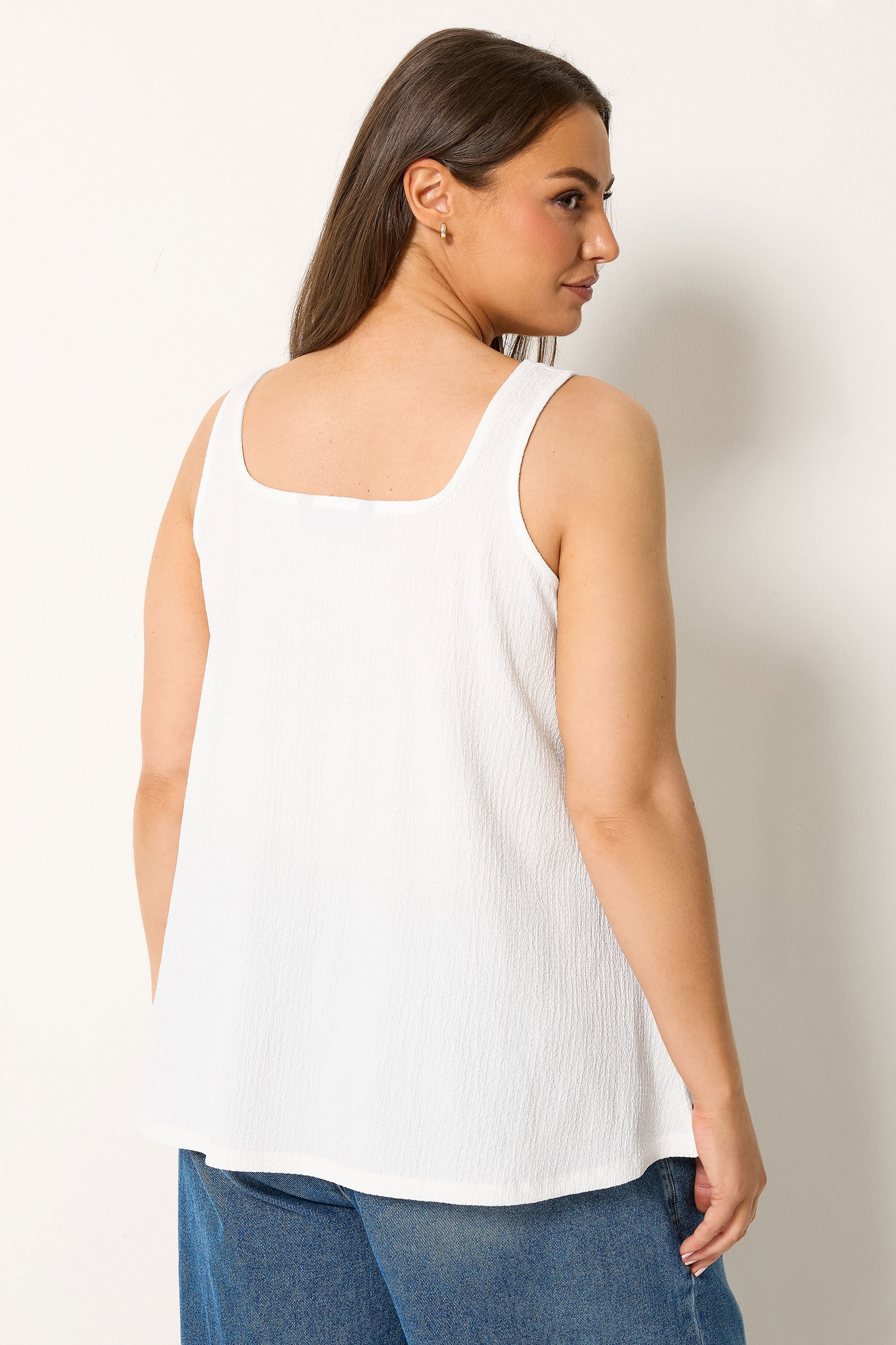 YOURS Plus Size White Crinkle Vest Top | Yours Clothing 2