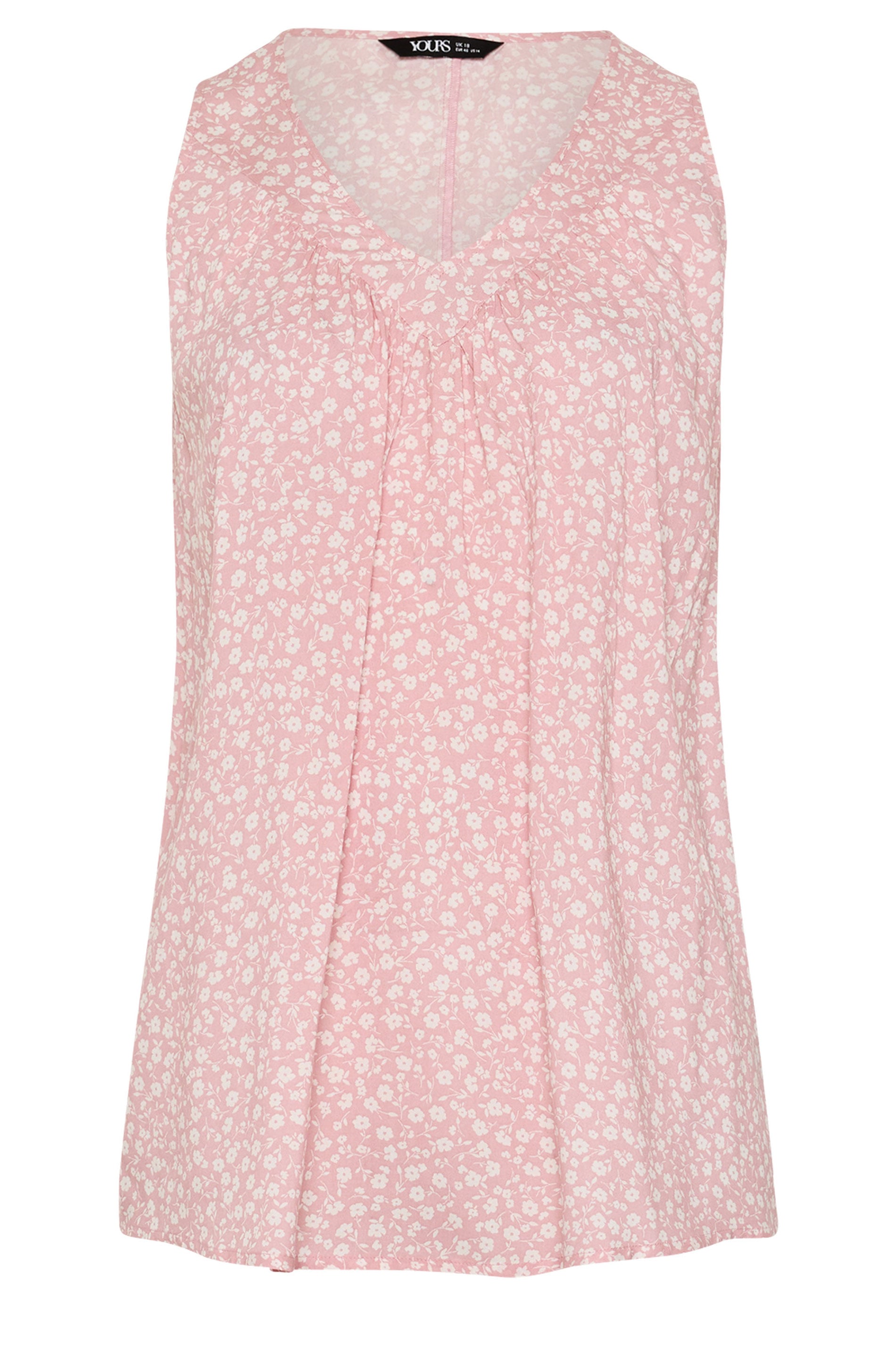 YOURS Plus Size Pink Ditsy Floral Vest Top | Yours Clothing 5