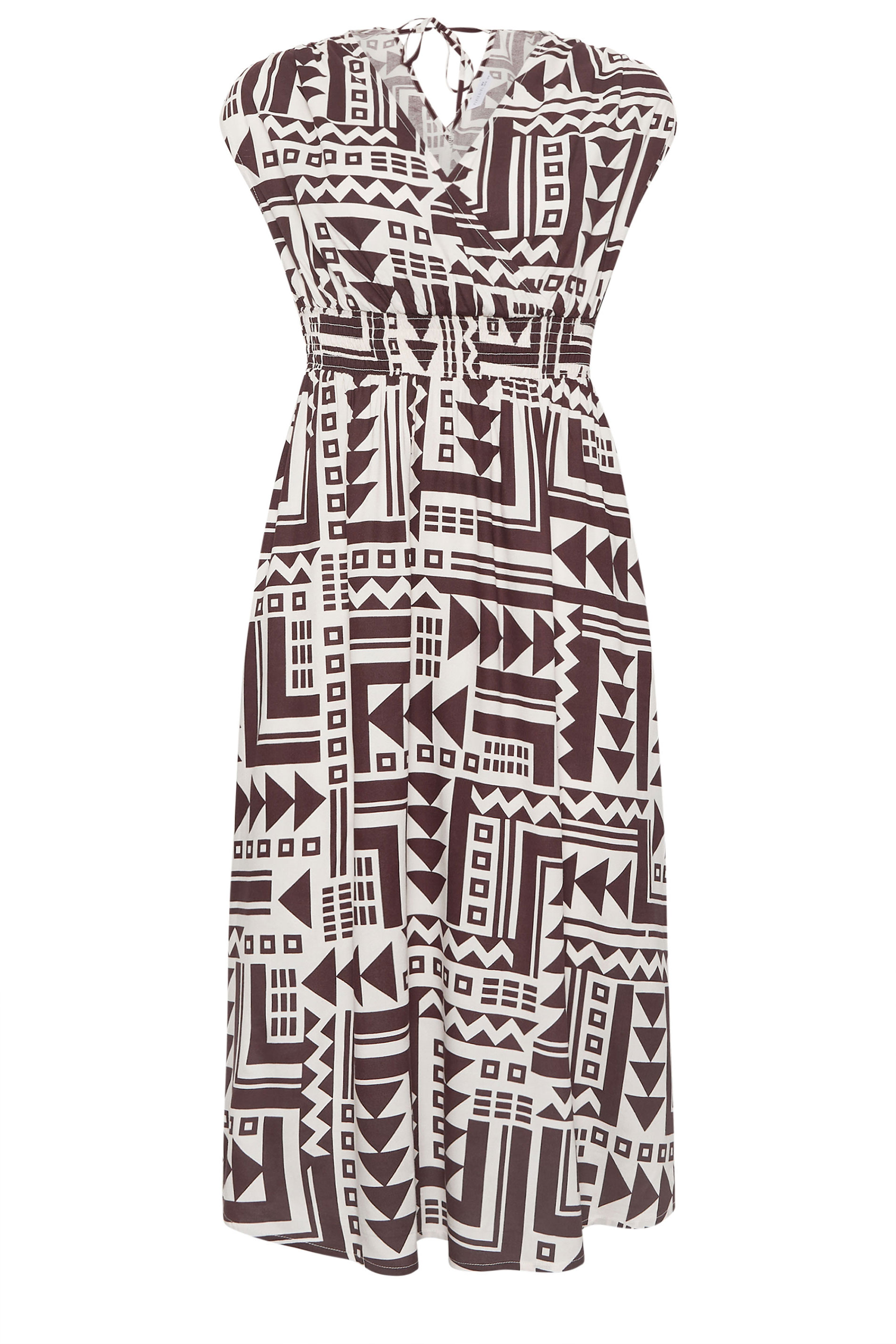 PixieGirl Petite Women's Chocolate Brown Abstract Midi Dress | PixieGirl 6
