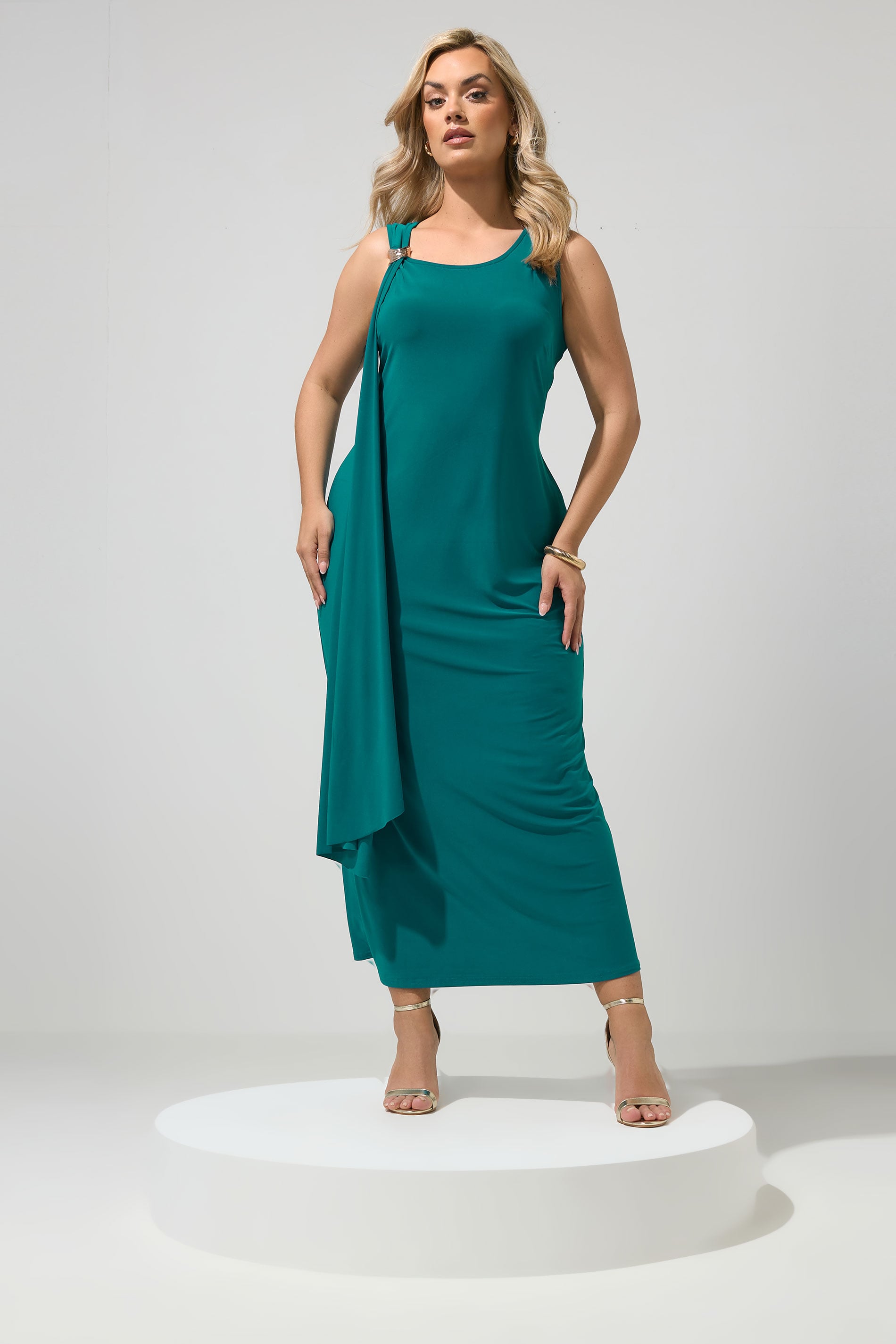 YOURS LONDON Plus Size Teal Blue Maxi Dress | Yours Clothing 3