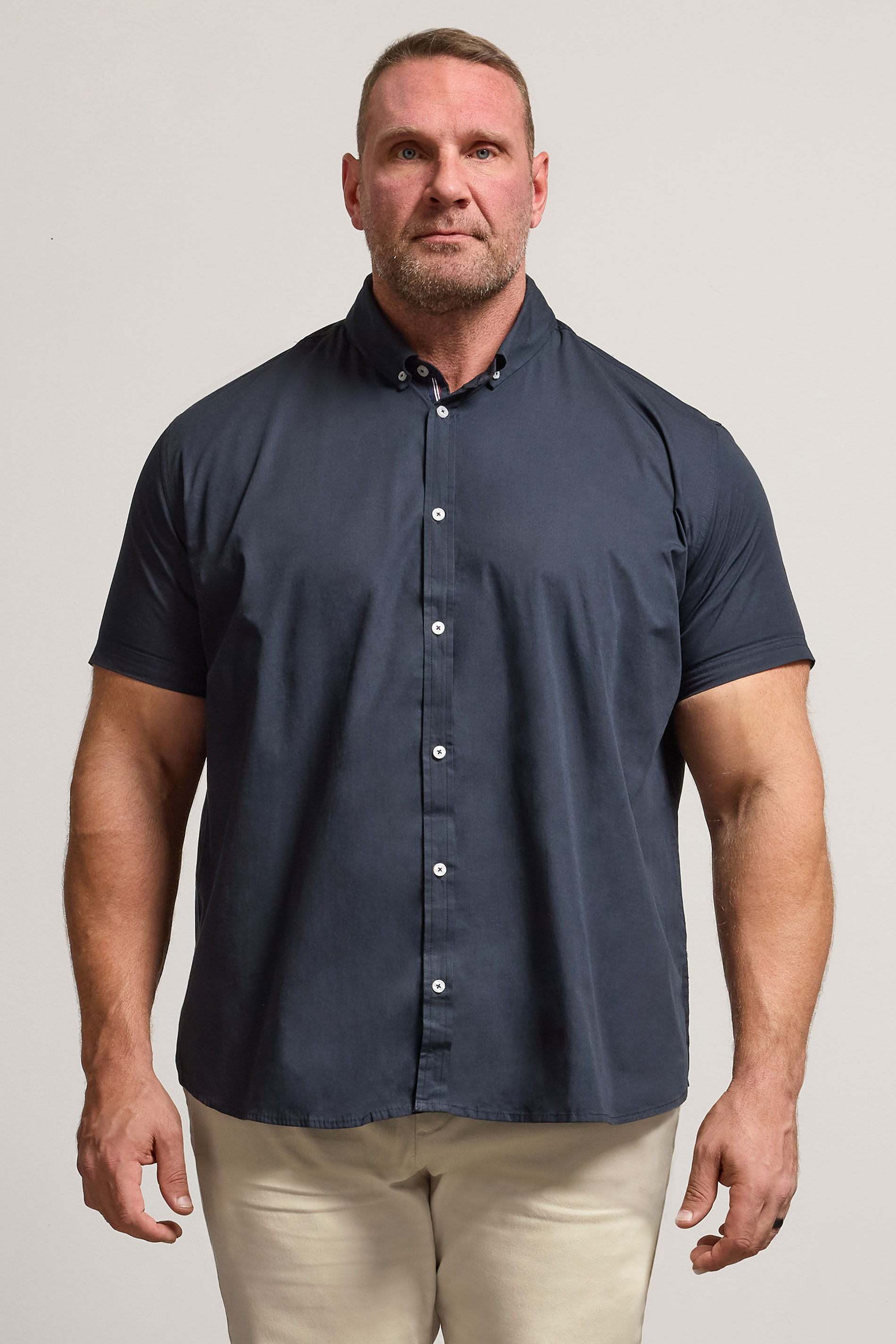 BadRhino Big & Tall Navy Poplin Short Sleeve Shirt | BadRhino 3