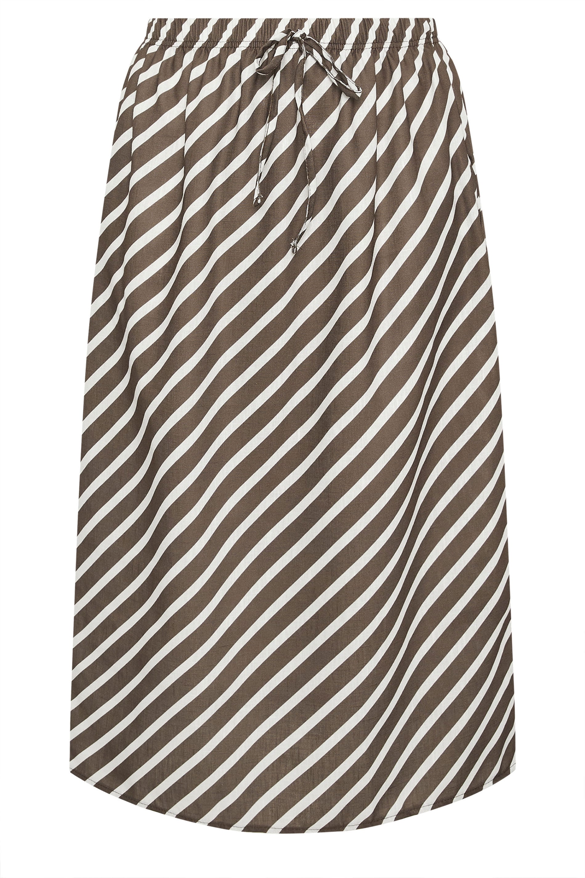 YOURS Plus Size Ivory White Linen Look Stripe Skirt | Yours Clothing 6