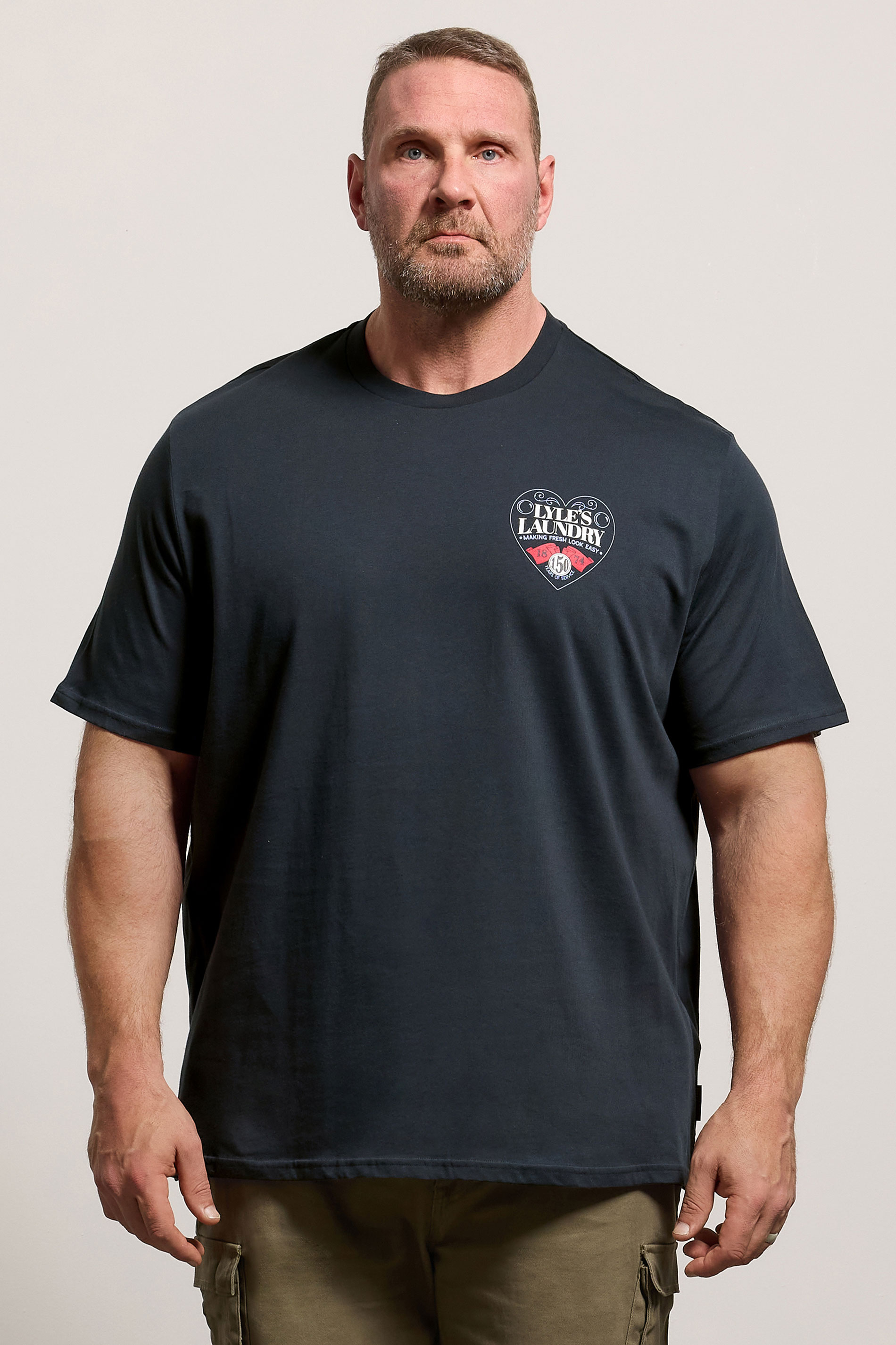 LYLE & SCOTT Big & Tall Navy Blue Laundry Graphic T-Shirt | BadRhino 3