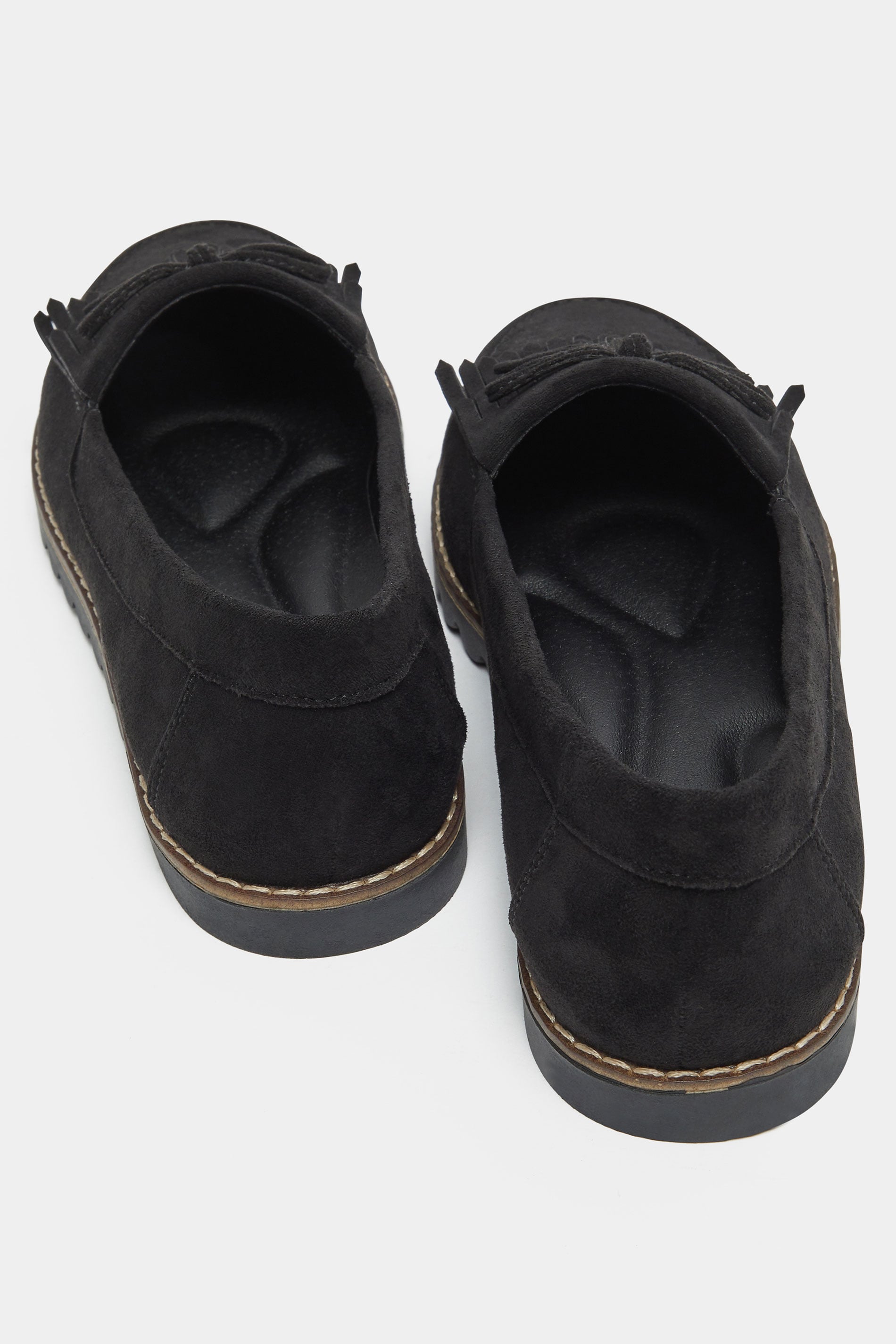 Black Faux Suede Fringe Loafers In Wide E Fit | Yours Clothing 4