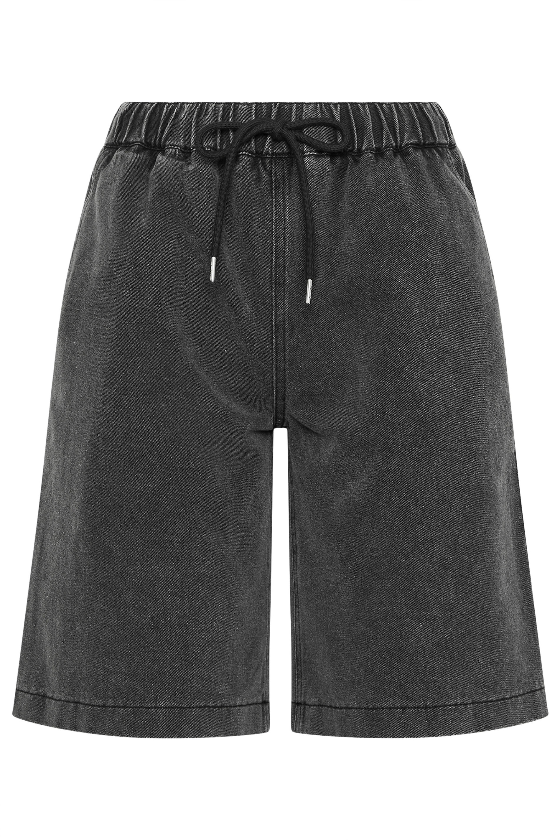 LTS Tall Women's Black Acid Wash Pull On Denim Cotton Jorts | Long Tall Sally 6